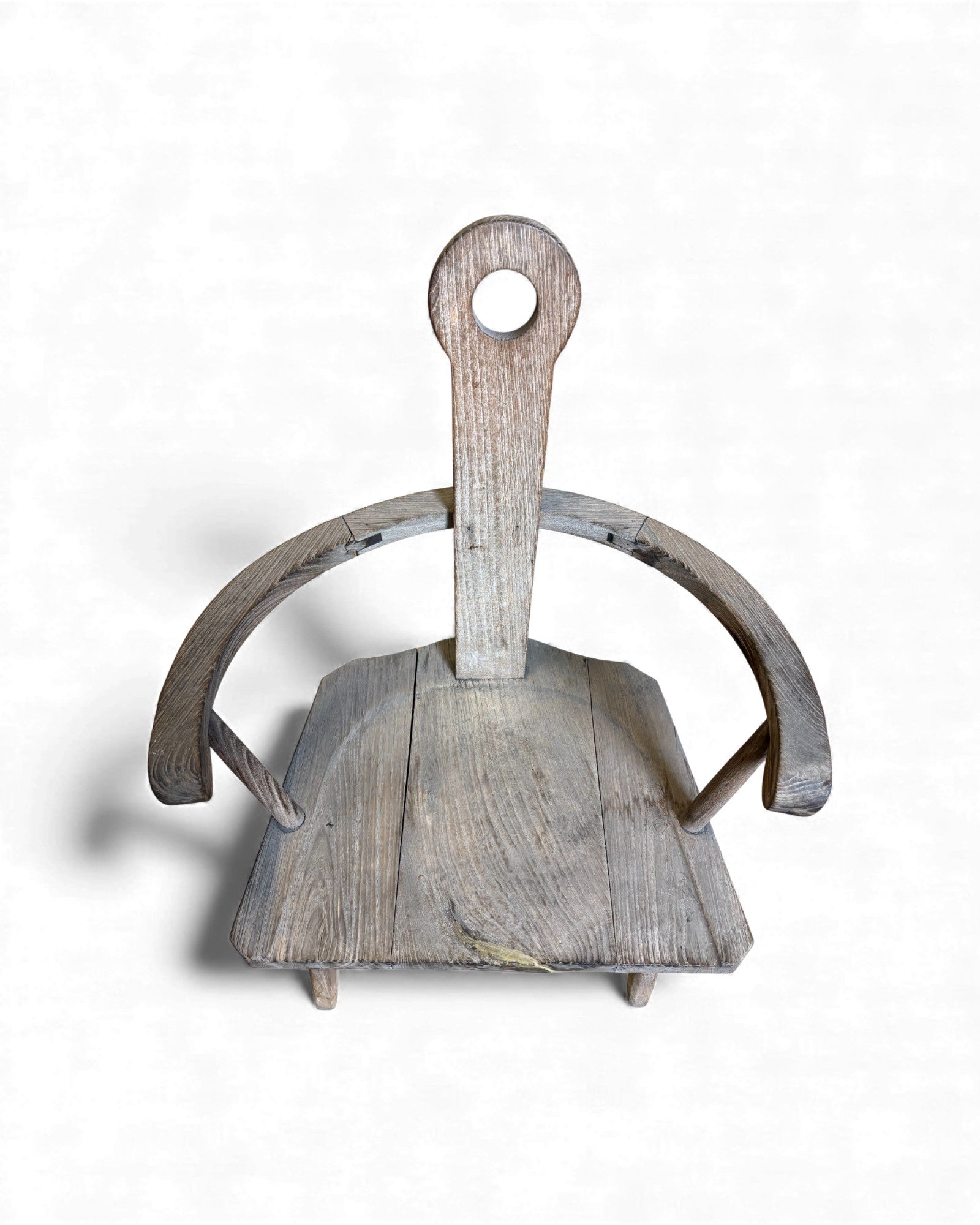 Primitive Wooden Armchair with Circular Backrest Surround Living - 12
