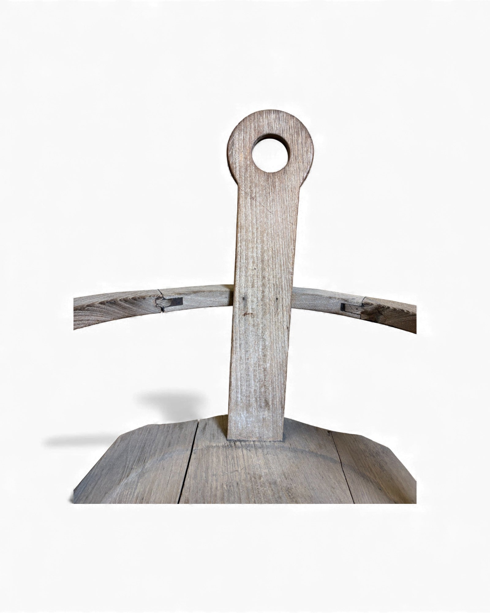 Primitive Wooden Armchair with Circular Backrest Surround Living - 13