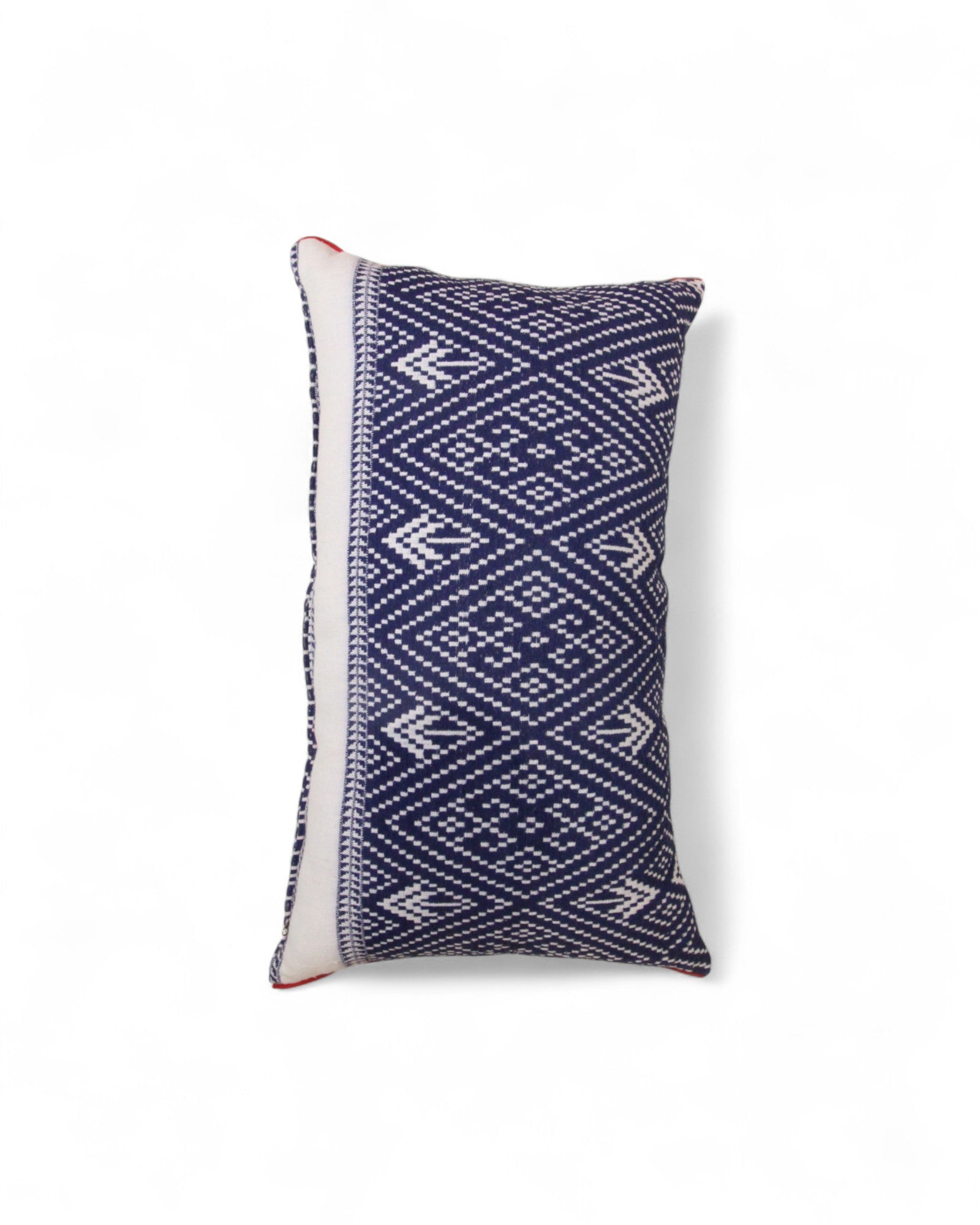 Lumbar Handwoven Indigo-Dye Khit Fabric - Diamond Blue & White