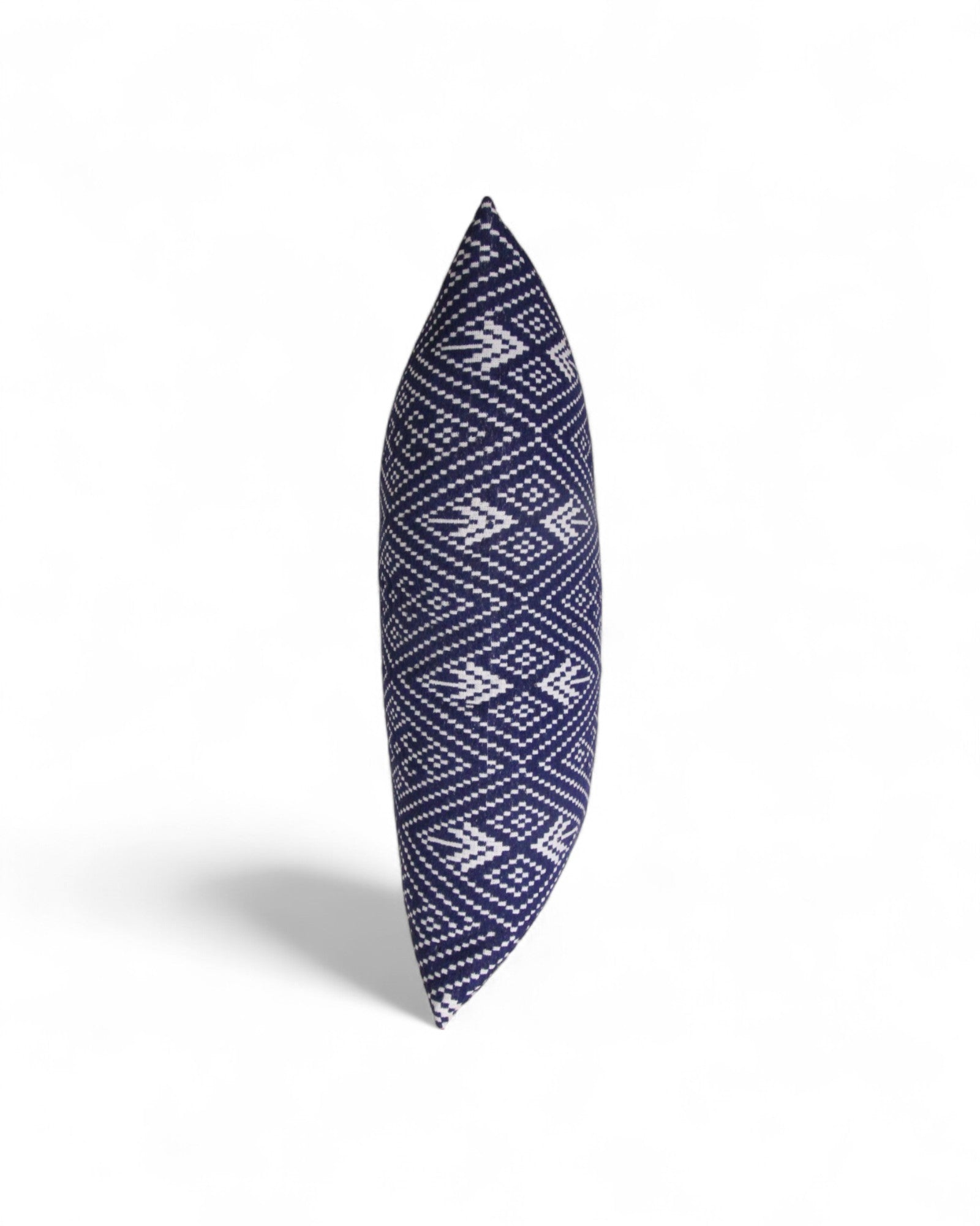 Lumbar Handwoven Indigo-Dye Khit Fabric - Diamond Blue & White