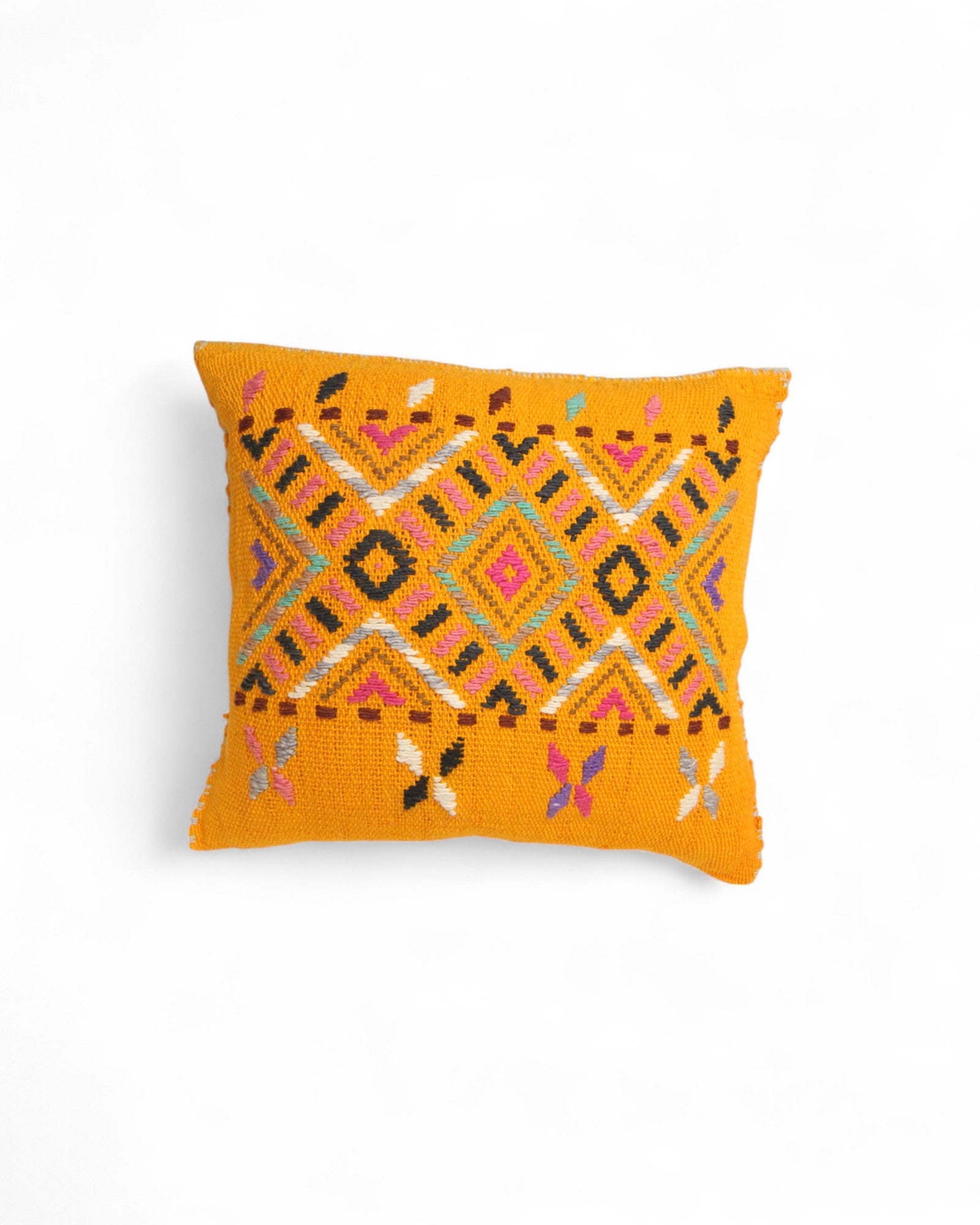 Handwoven Waist Loom Weave Cushion - Yellow