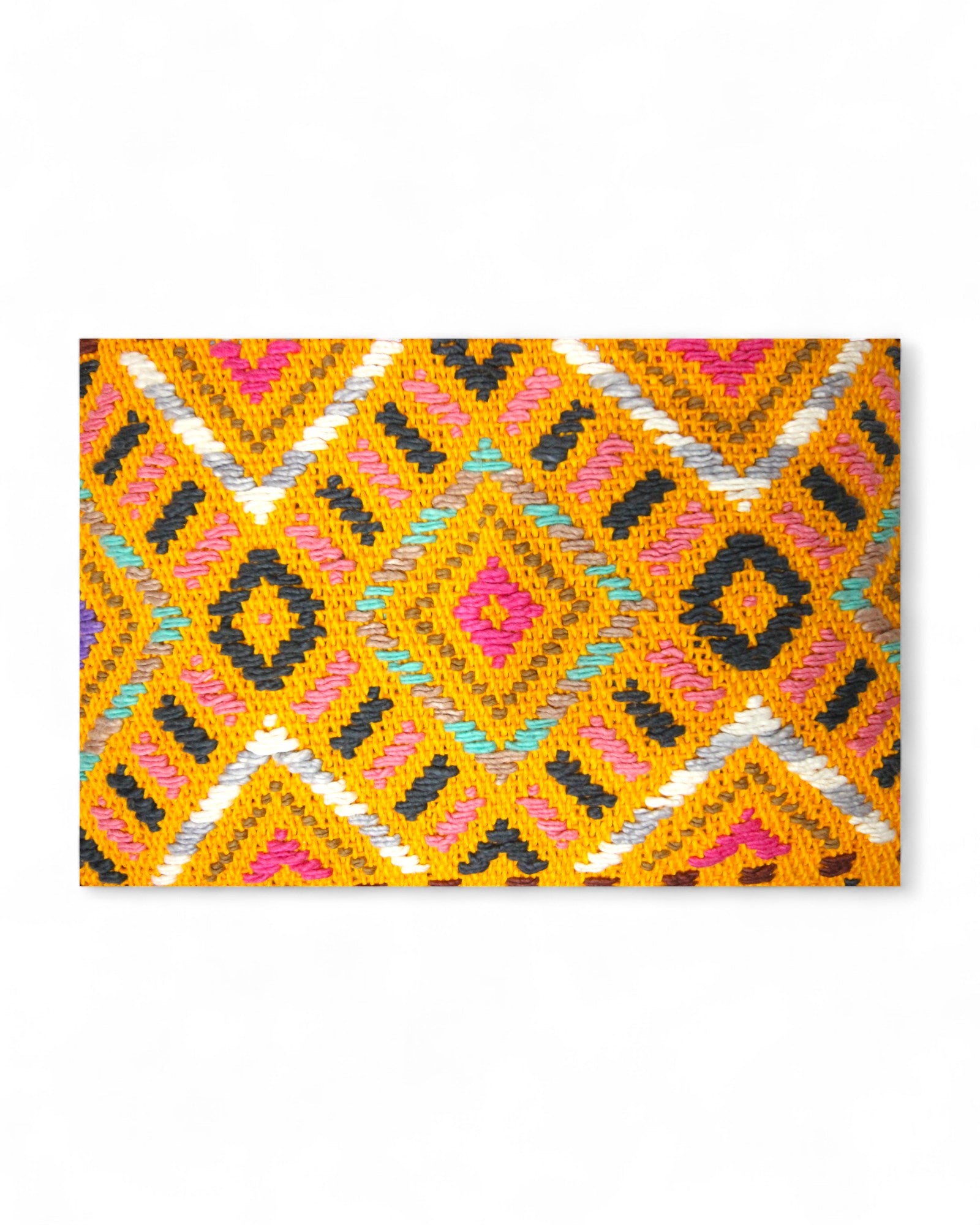Handwoven Waist Loom Weave Cushion - Yellow