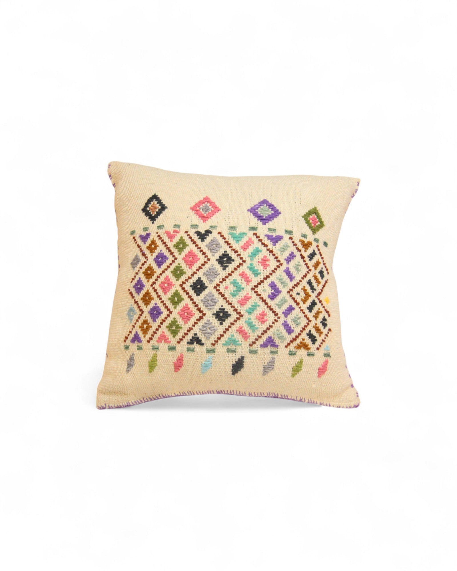 Handwoven Waist Loom Weave Cushion - Off-White