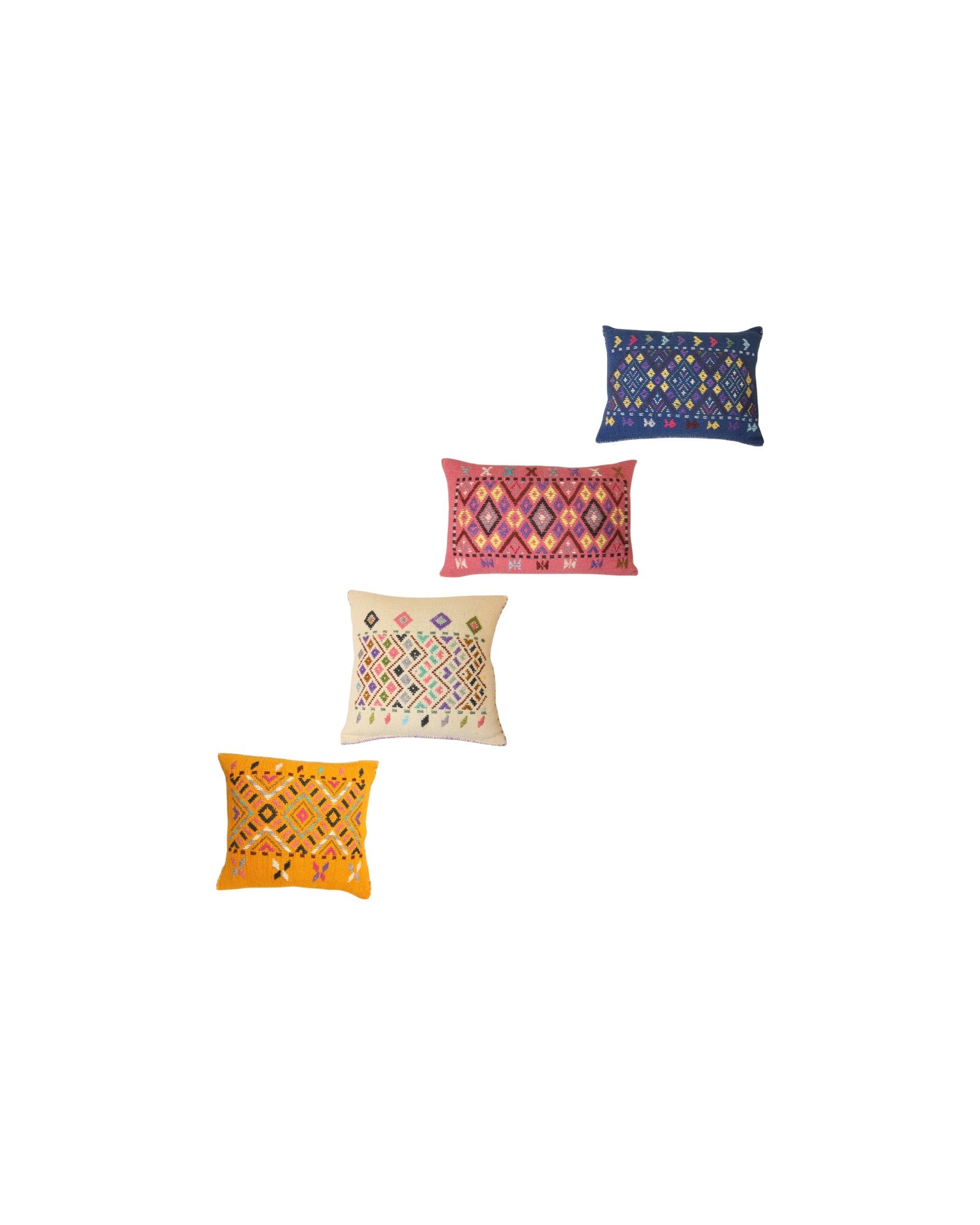 Hill Tribe Textile Cushions – Embroidered & Handwoven - Set of 4