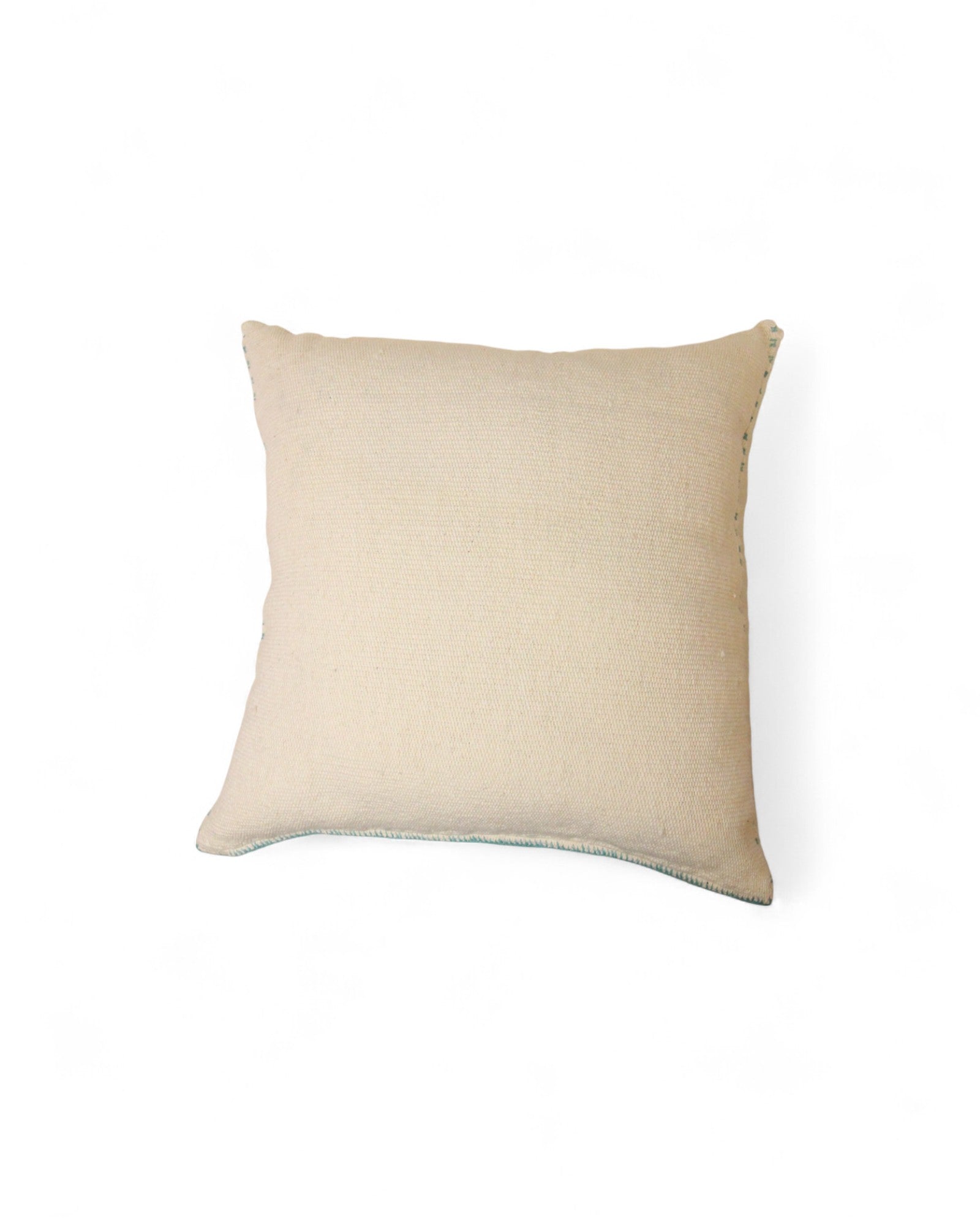 Handwoven Waist Loom Weave Cushion Triangle Pattern - Off-White