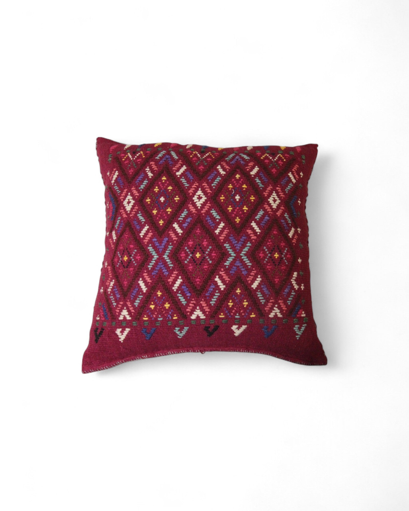 Handwoven Waist Loom Weave Cushion - Deep Magenta
