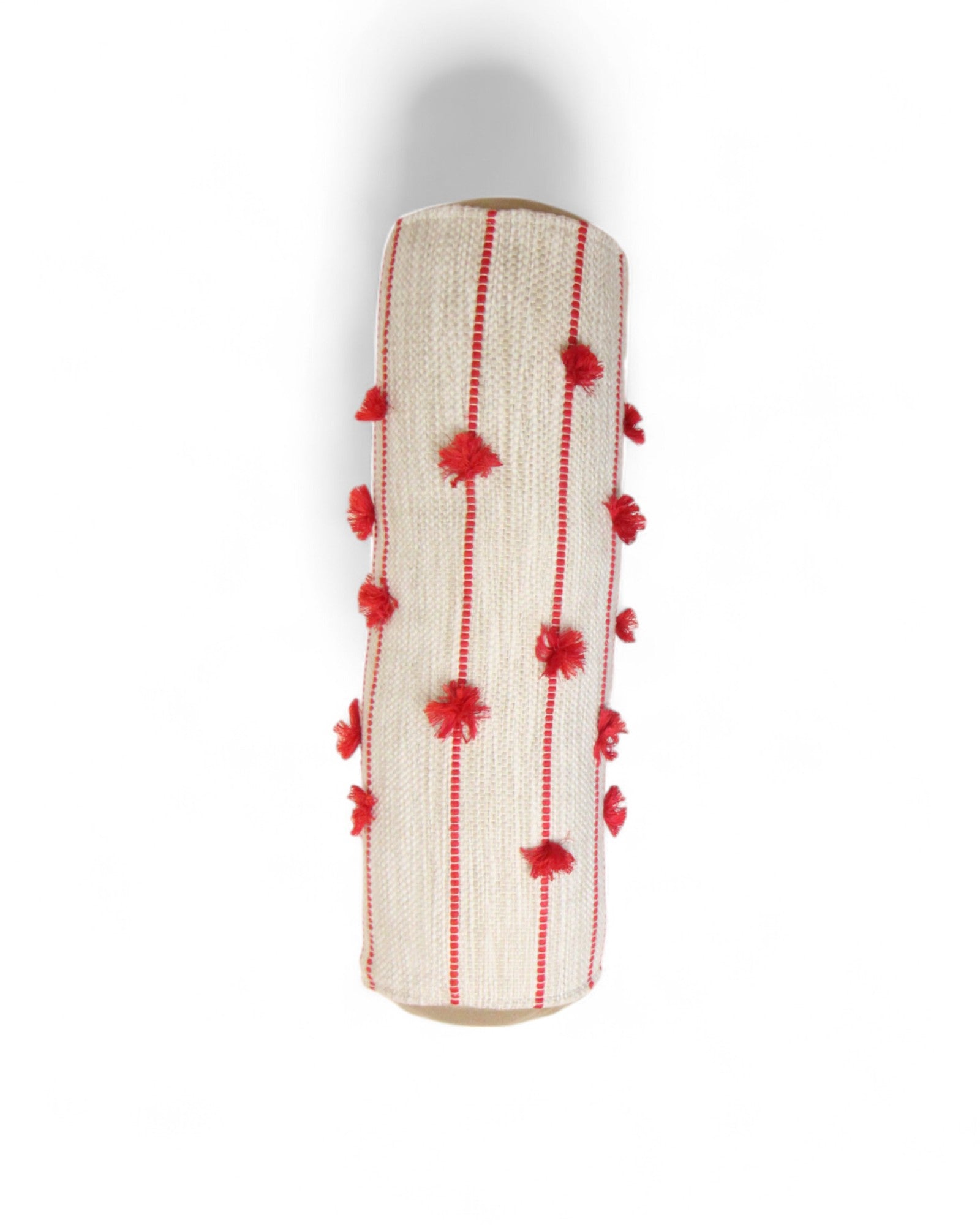 Cylindral Bolster Pillow - Handwoven - Cream & Pink