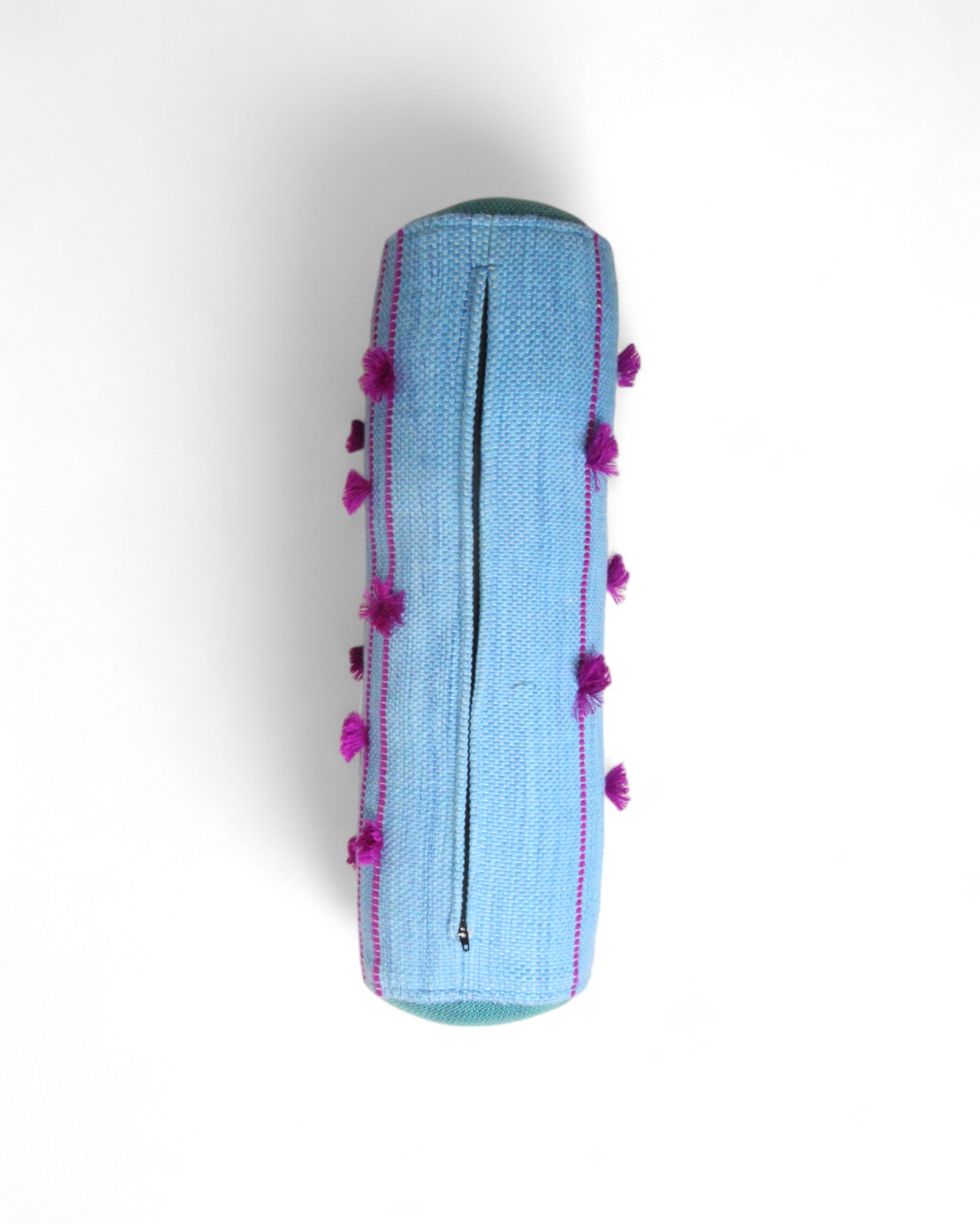 Cylindral Bolster Pillow - Handwoven - Sky Blue