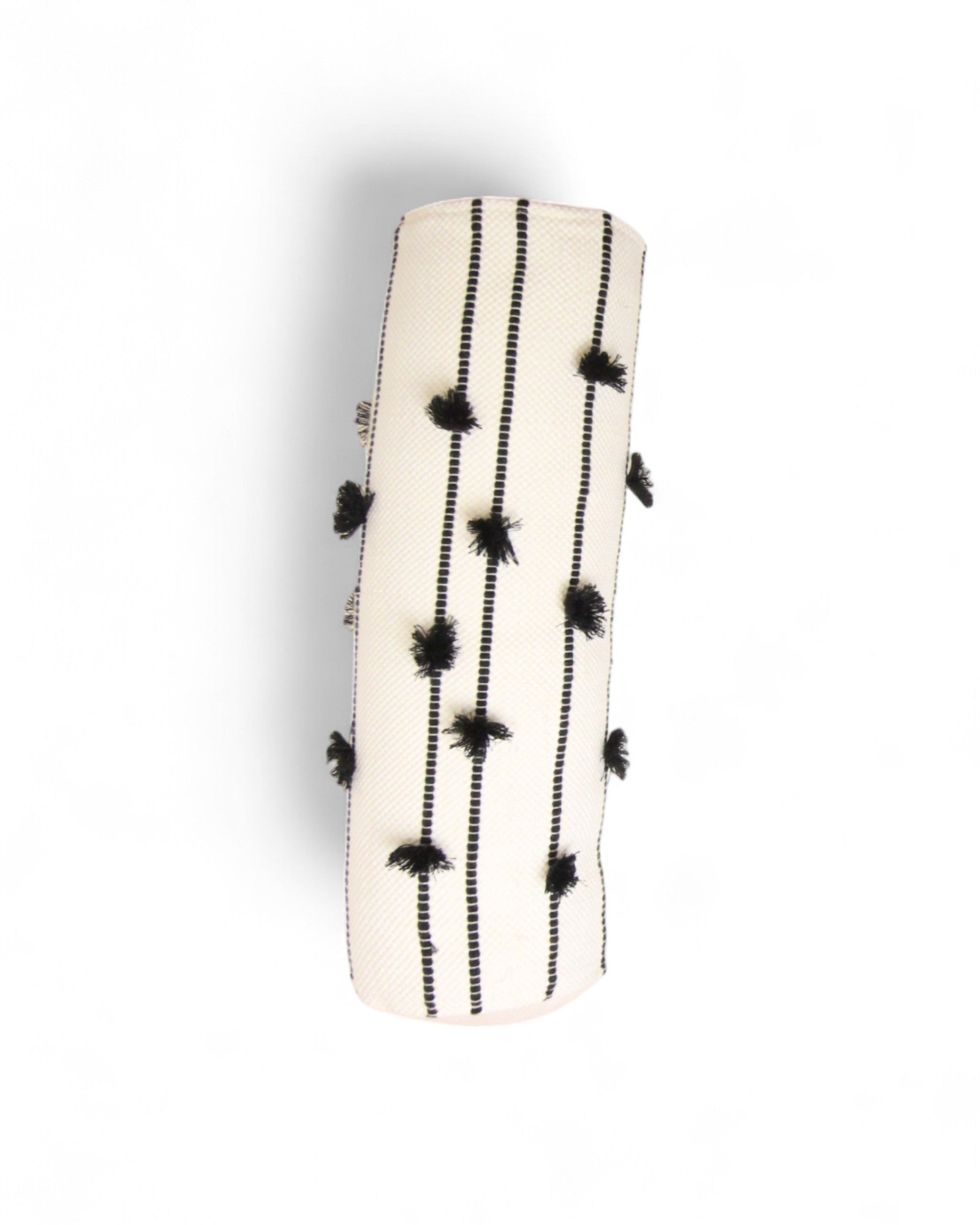 Cylindral Bolster Pillow - Handwoven Cream & Black