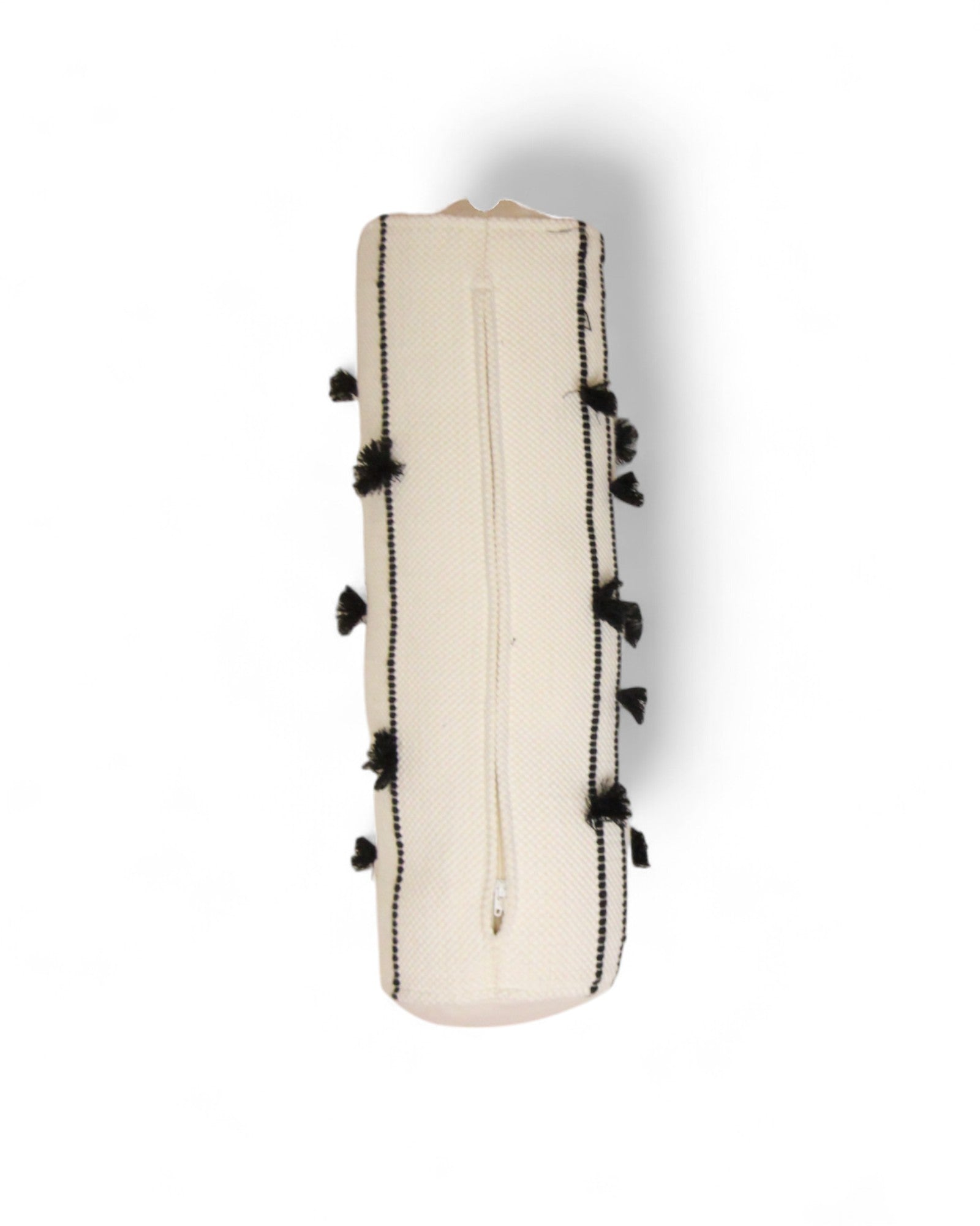Cylindral Bolster Pillow - Handwoven Cream & Black