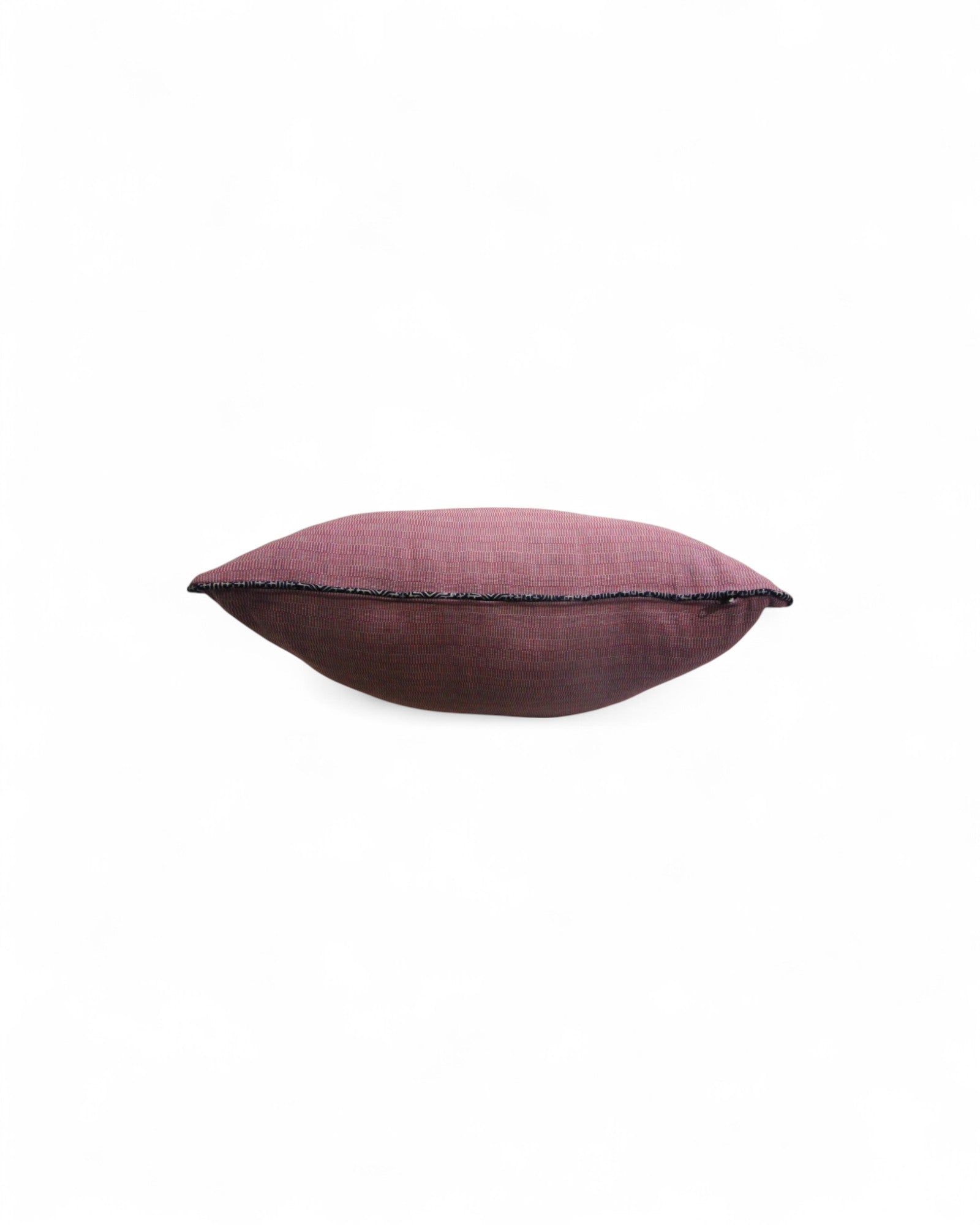 Large Square cushion with handwoven cotton and lisu embroidery center, round piping around