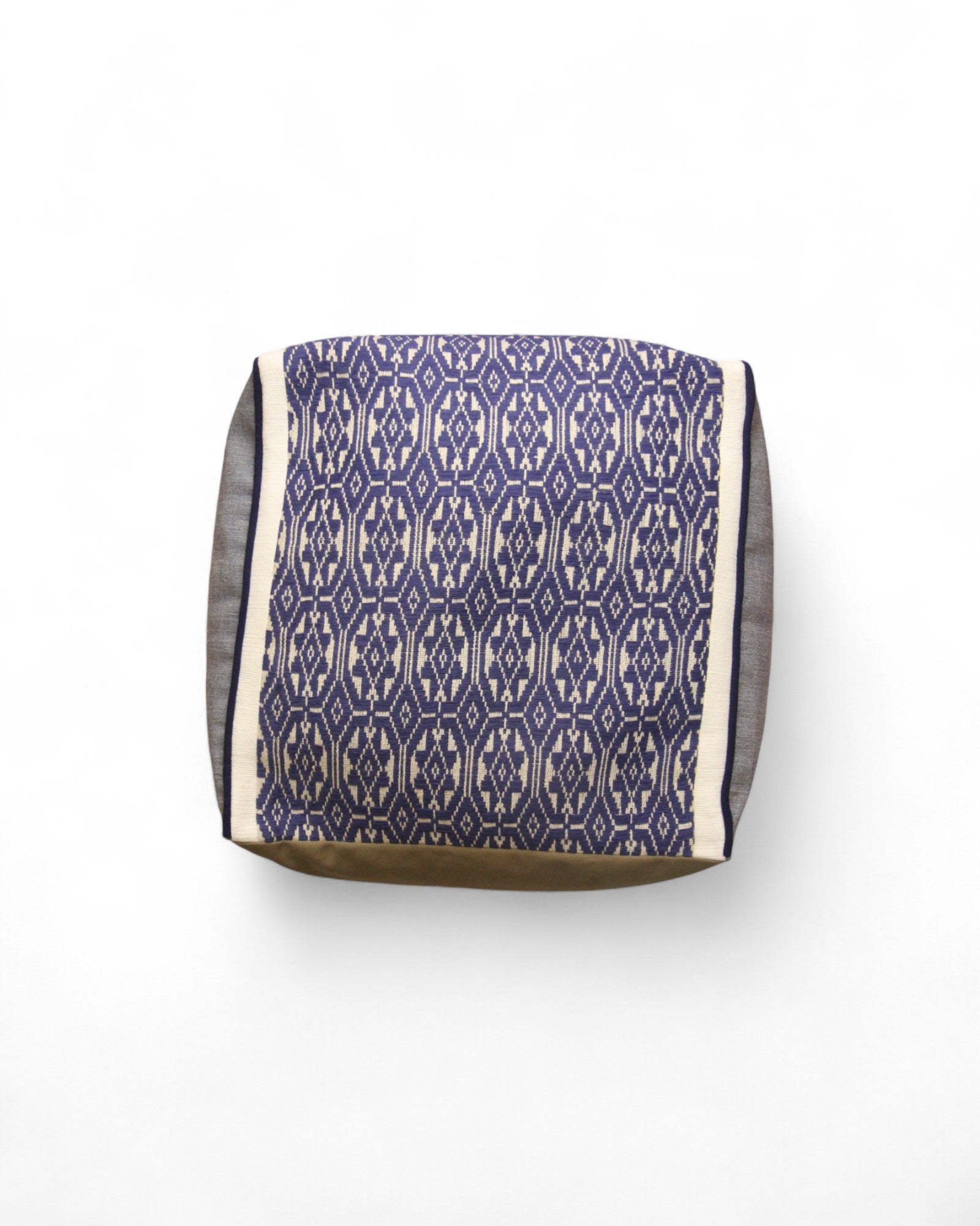 Cube Bean Bag with Handwoven Fabric, Hmong Tribe Indigo Wax - Purple