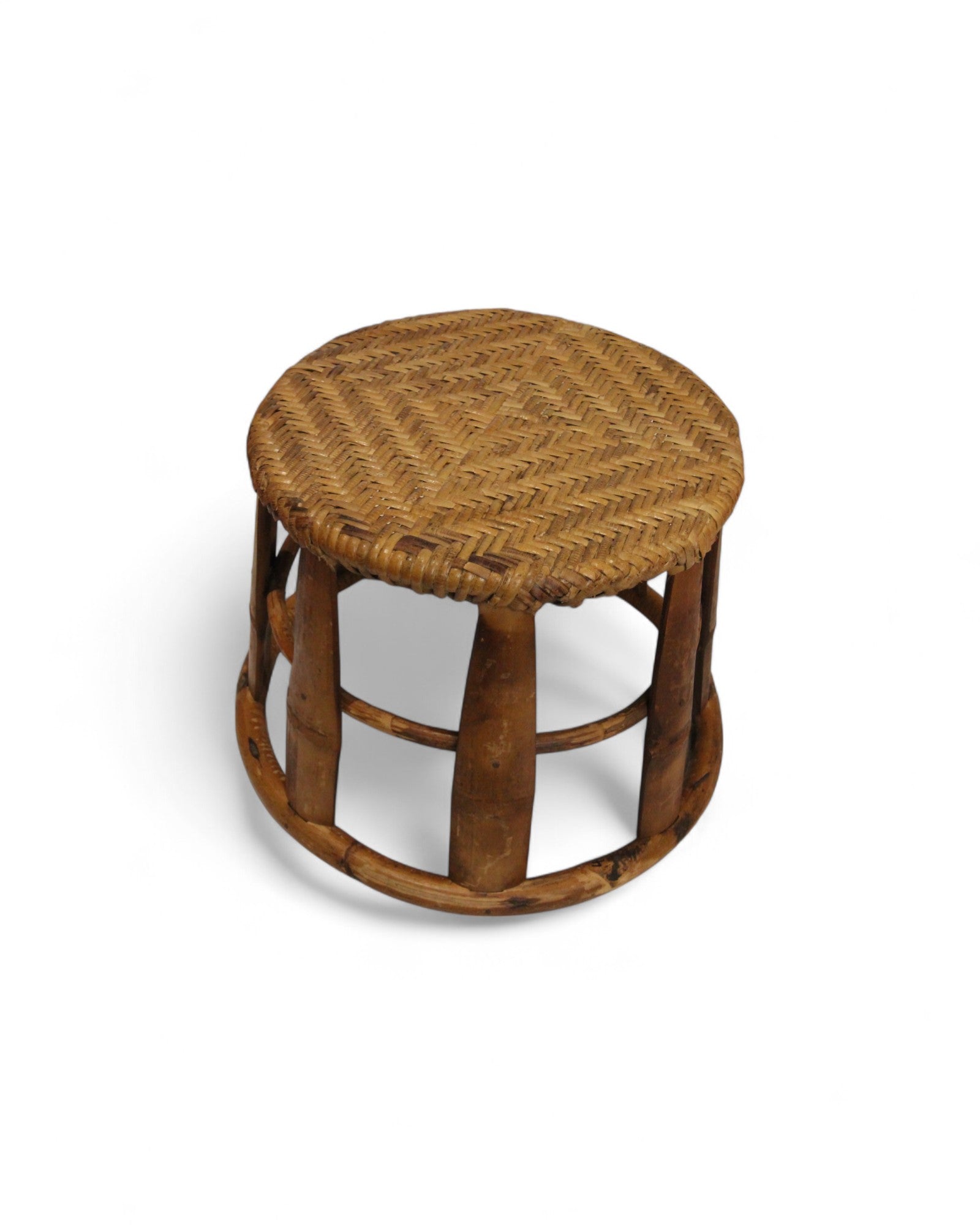 Bamboo & Rattan Low Stool – Northern Thailand (M)