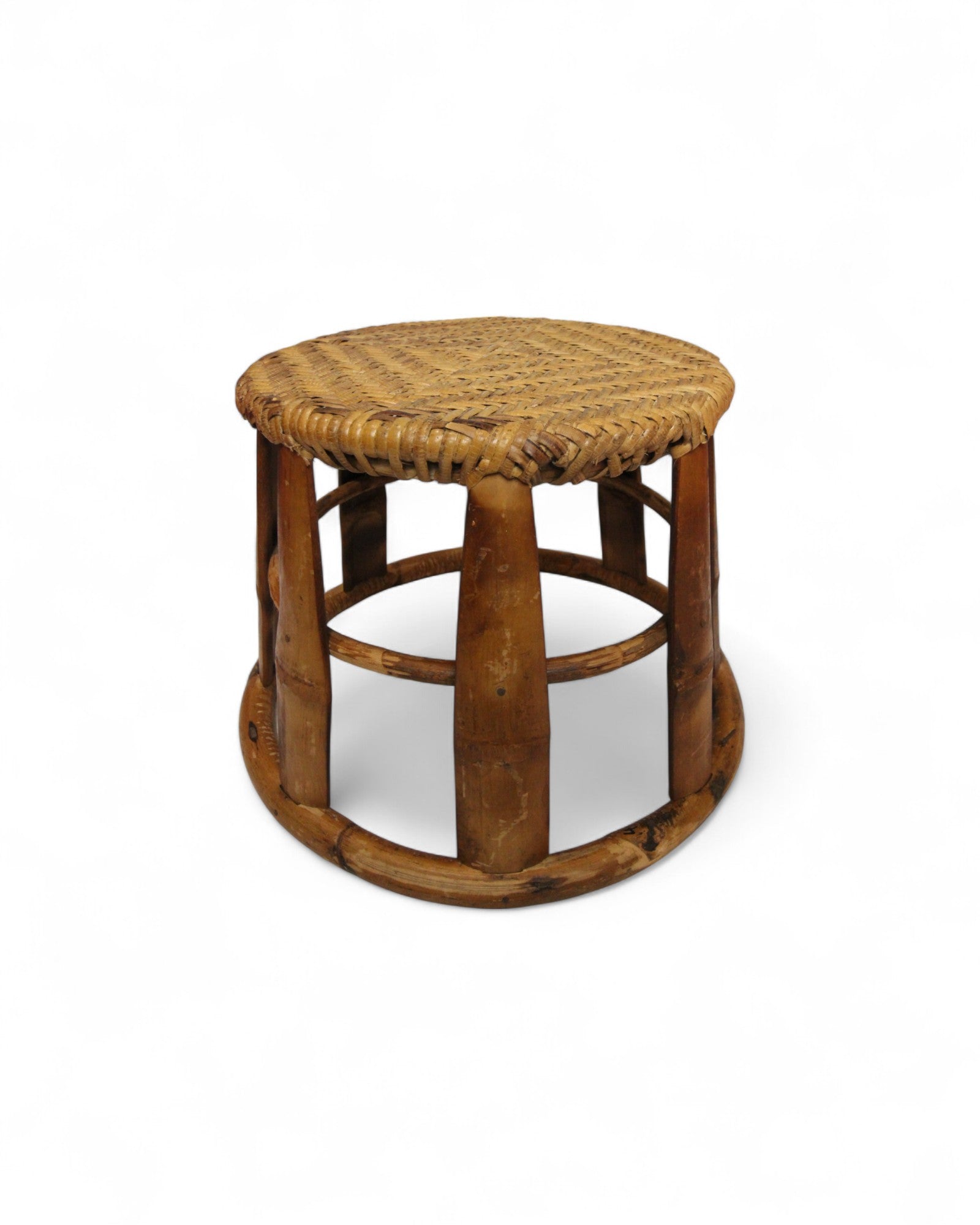 Bamboo & Rattan Low Stool – Northern Thailand (M)
