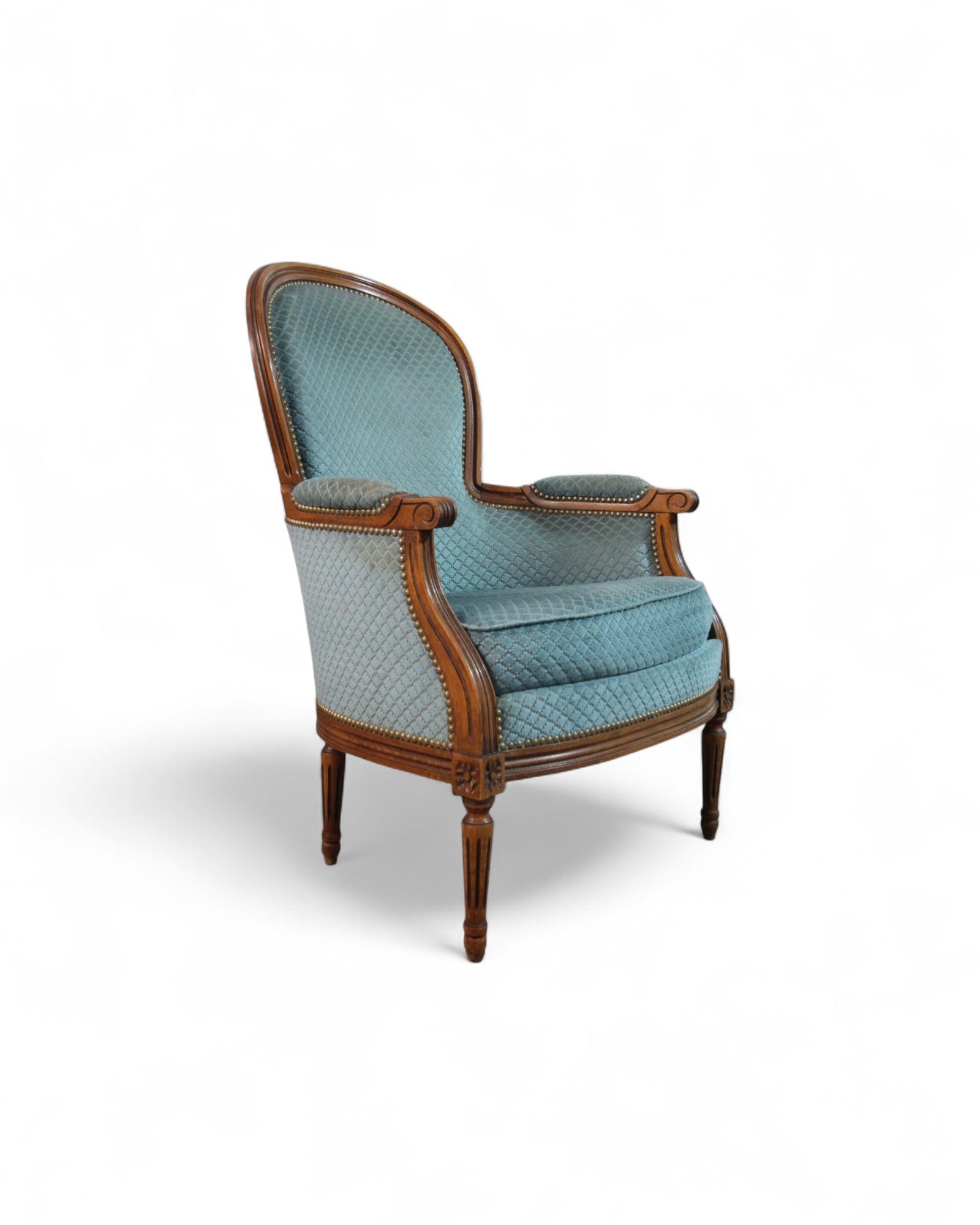 Louis XVI Revival Carved Wood Salon Suite – 3-Piece Set with Settee and Armchairs