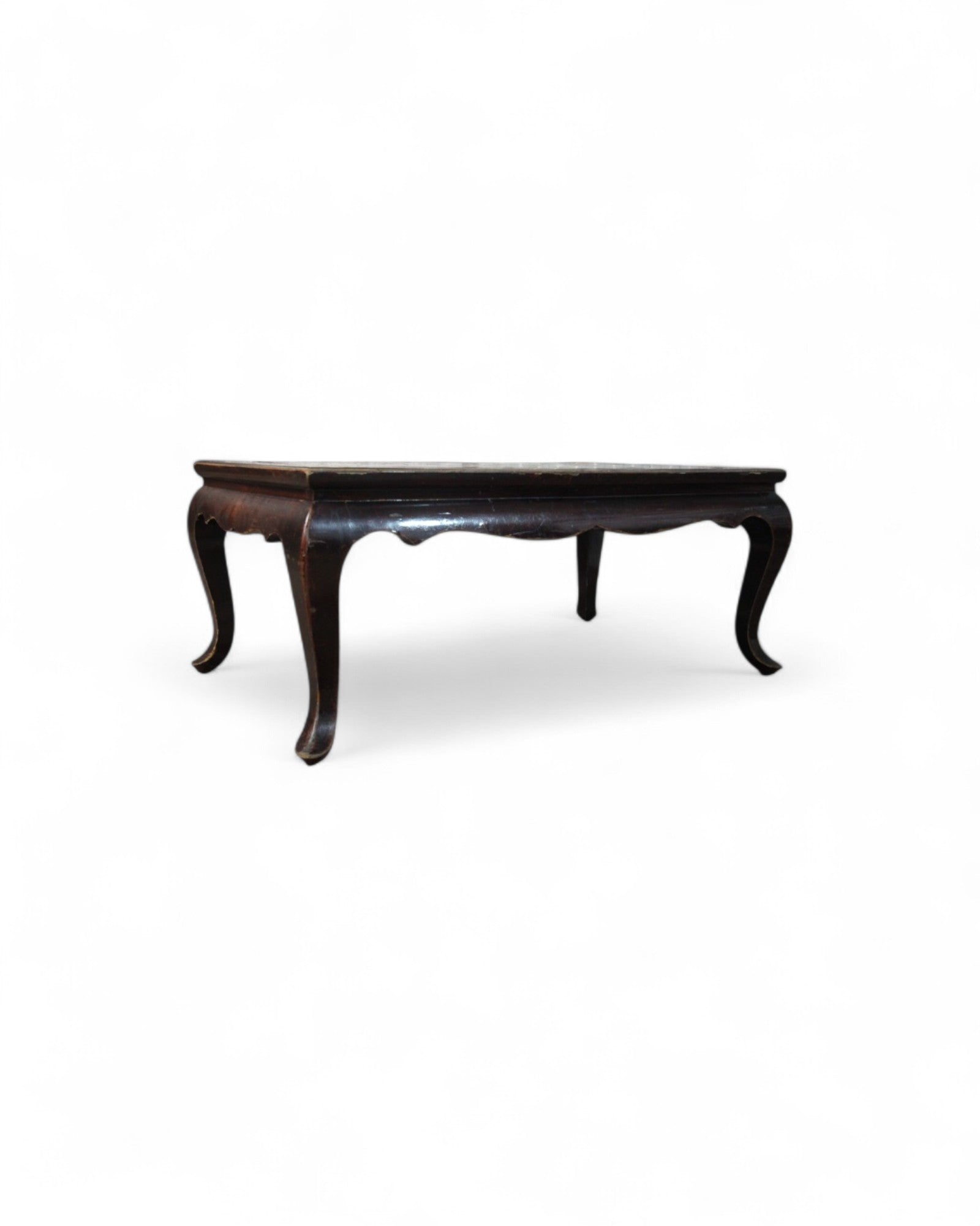 Oriental Lacquered Coffee Table with Hand-Painted Floral Motif | 90 x 50 x 38cm