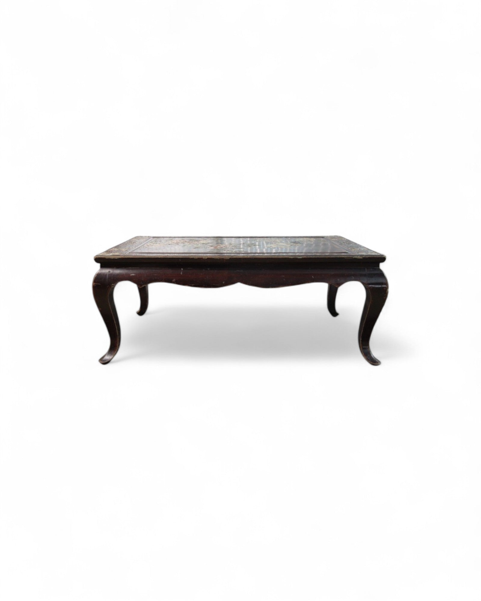 Oriental Lacquered Coffee Table with Hand-Painted Floral Motif | 90 x 50 x 38cm