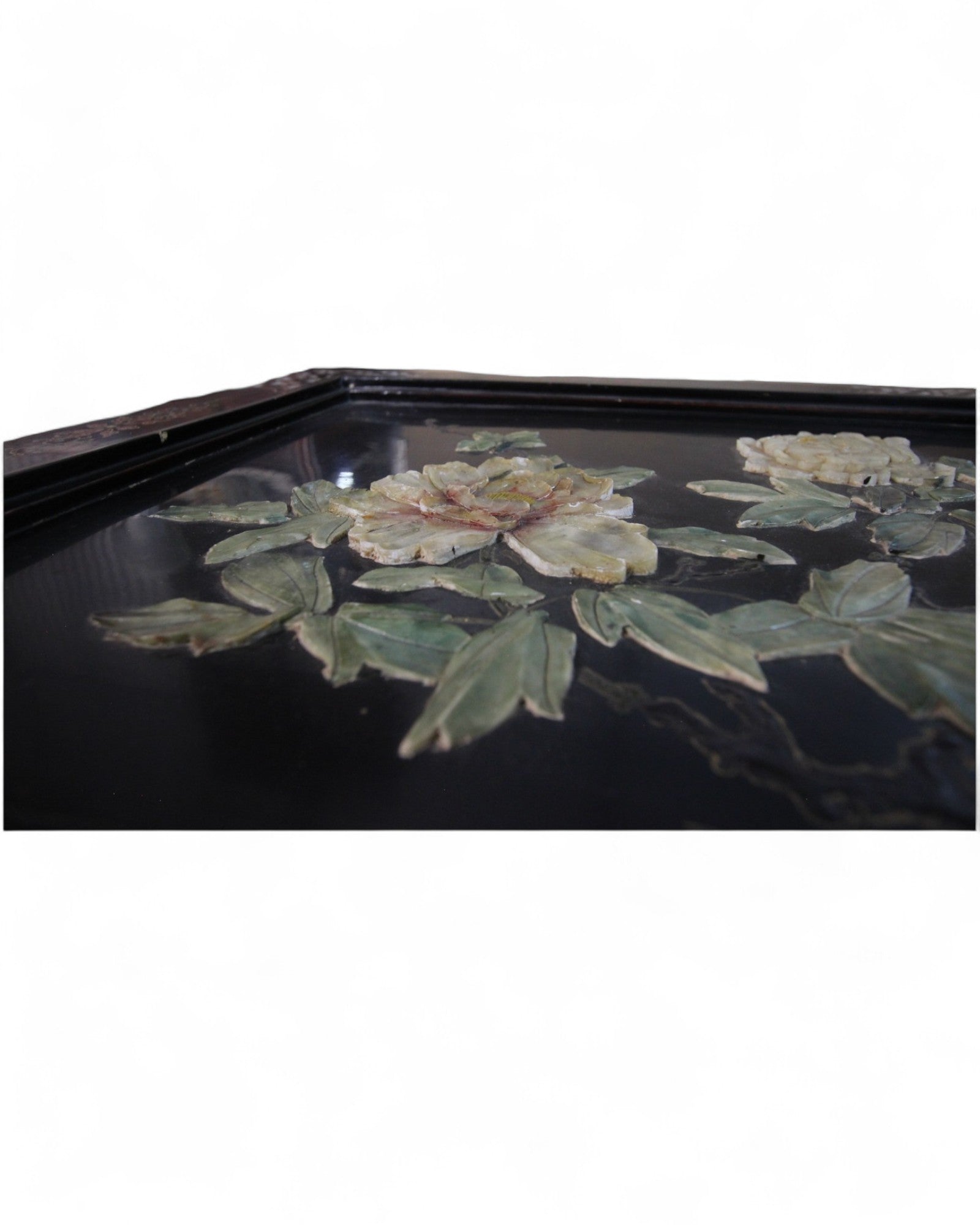 Oriental Lacquered Coffee Table with Pheasant and Floral Hand-Painted Motif | 107 x 54 x 48cm