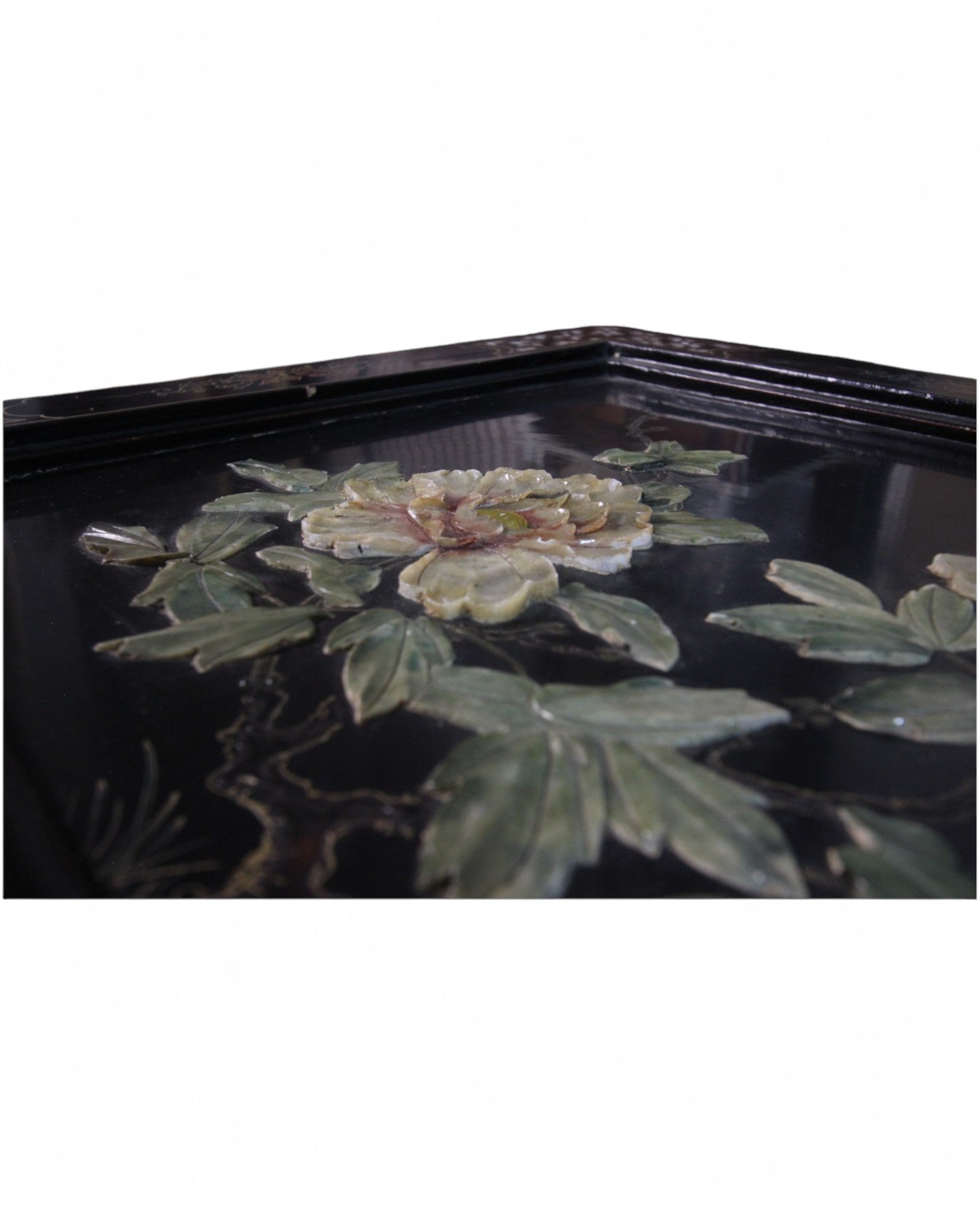 Oriental Lacquered Coffee Table with Pheasant and Floral Hand-Painted Motif | 107 x 54 x 48cm