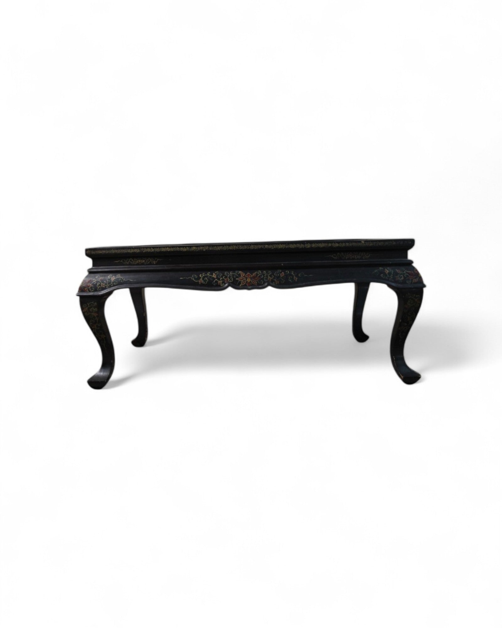 Oriental Lacquered Coffee Table with Pheasant and Floral Hand-Painted Motif | 107 x 54 x 48cm