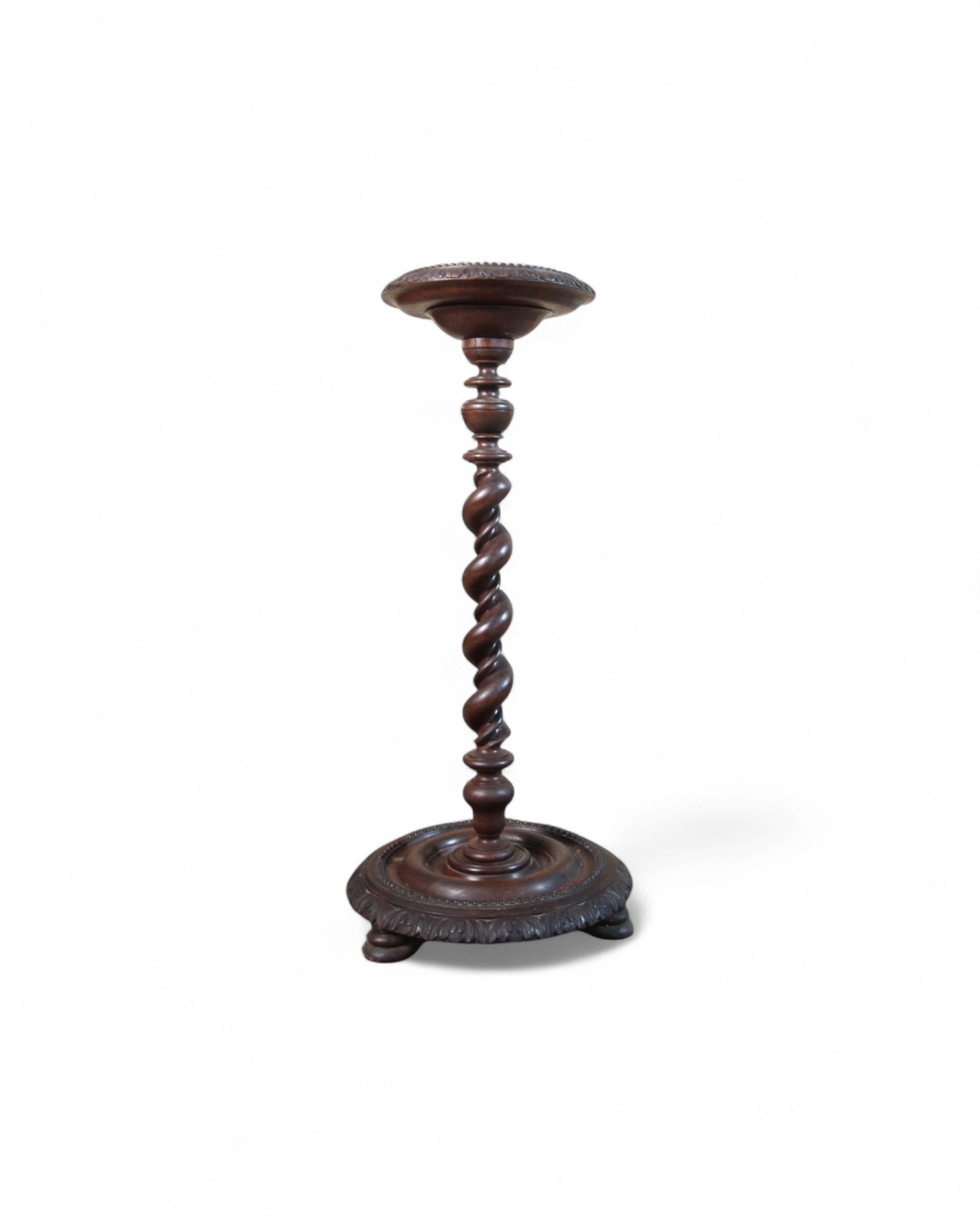 Victorian Barley Twist Pedestal Stand in Carved Mahogany