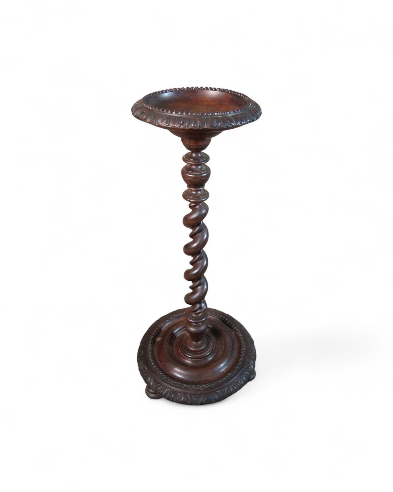 Victorian Barley Twist Pedestal Stand in Carved Mahogany