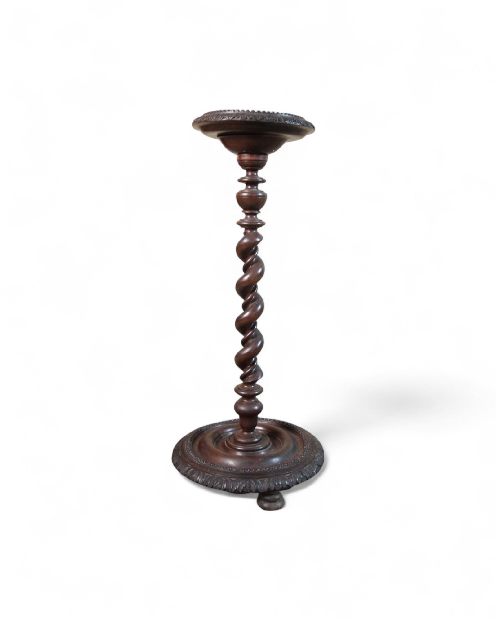 Victorian Barley Twist Pedestal Stand in Carved Mahogany