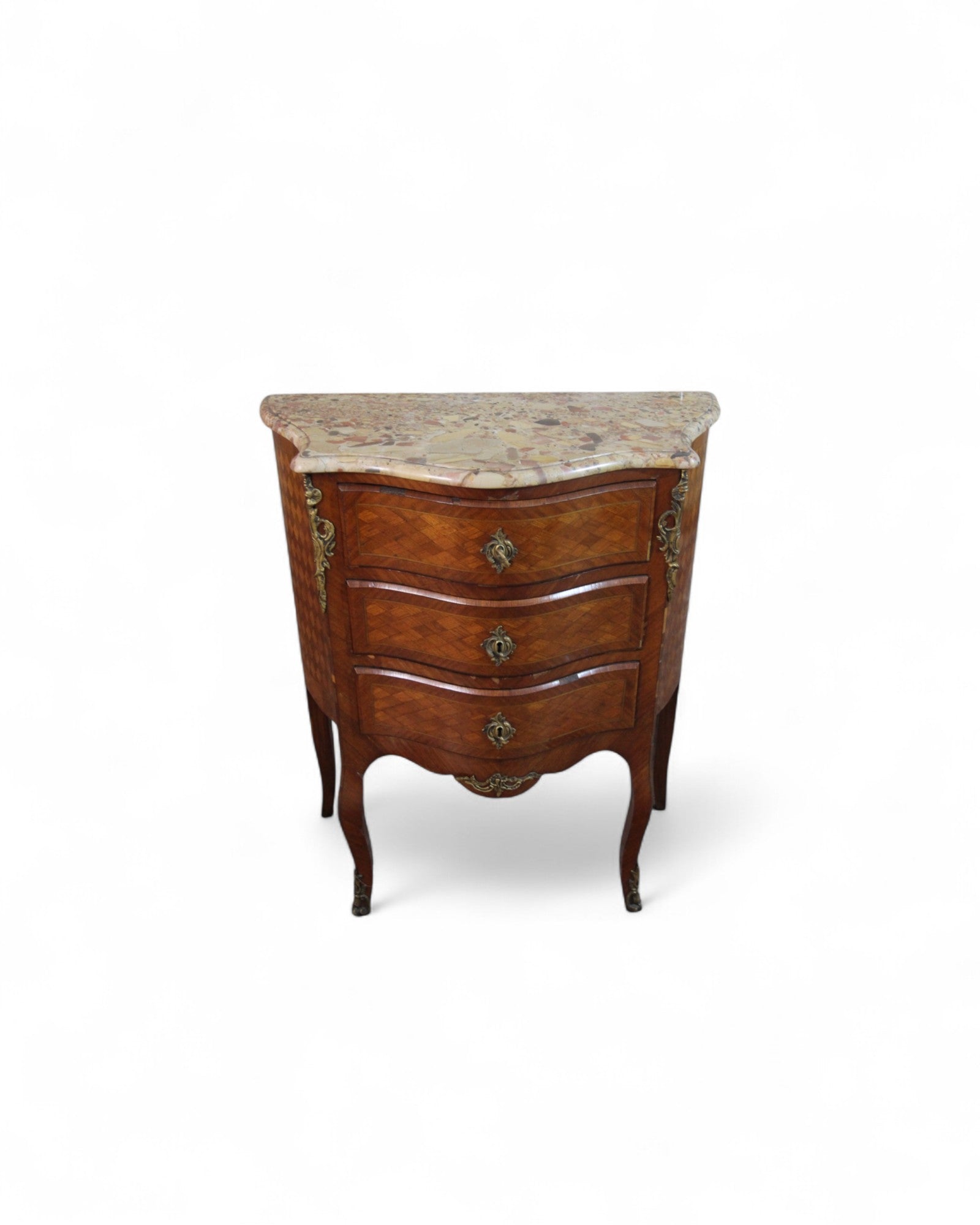 Louis XV Mini Marquetry Commode with Terrazzo Top