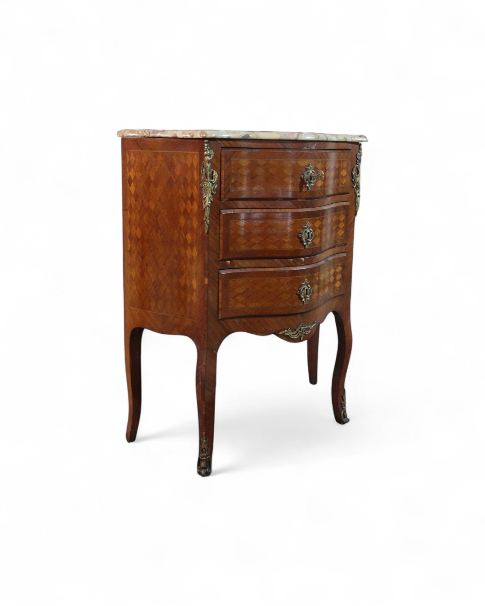 Louis XV Mini Marquetry Commode with Terrazzo Top