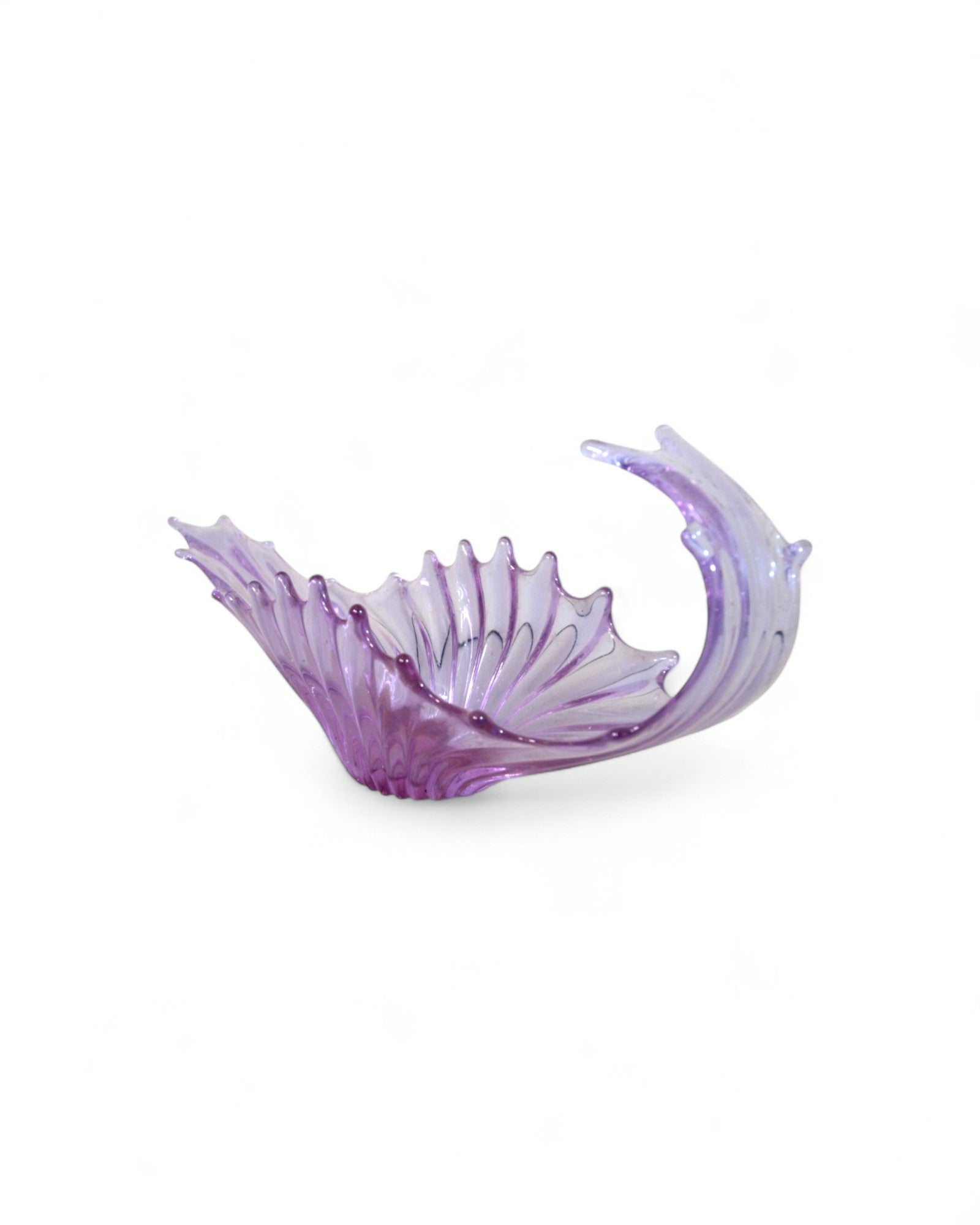 Hand Blown Purple Murano Art Glass Long Vase
