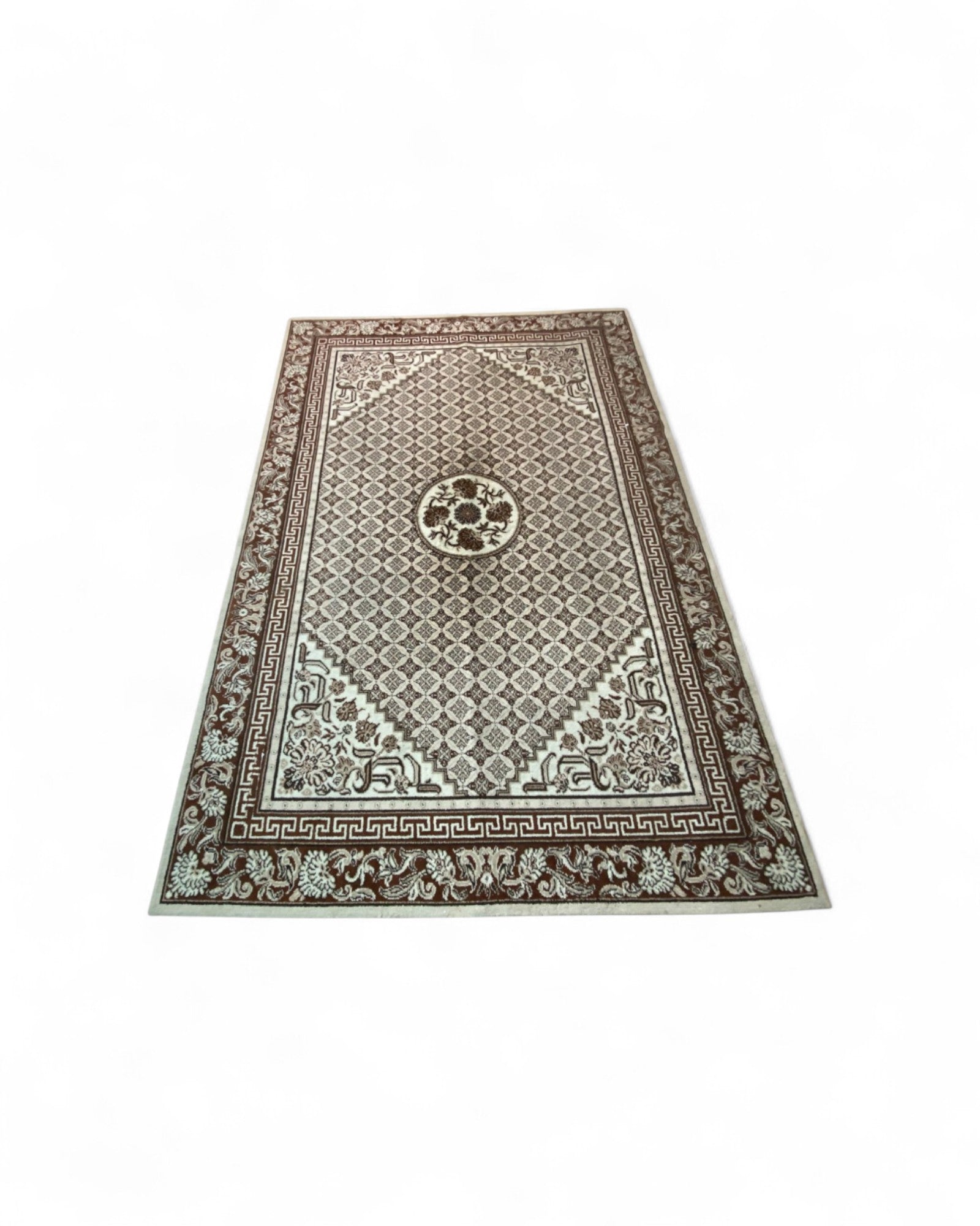 Vintage Persian-Style Machine-Woven Rug in Chocolate and Ivory | 295 x 200cm