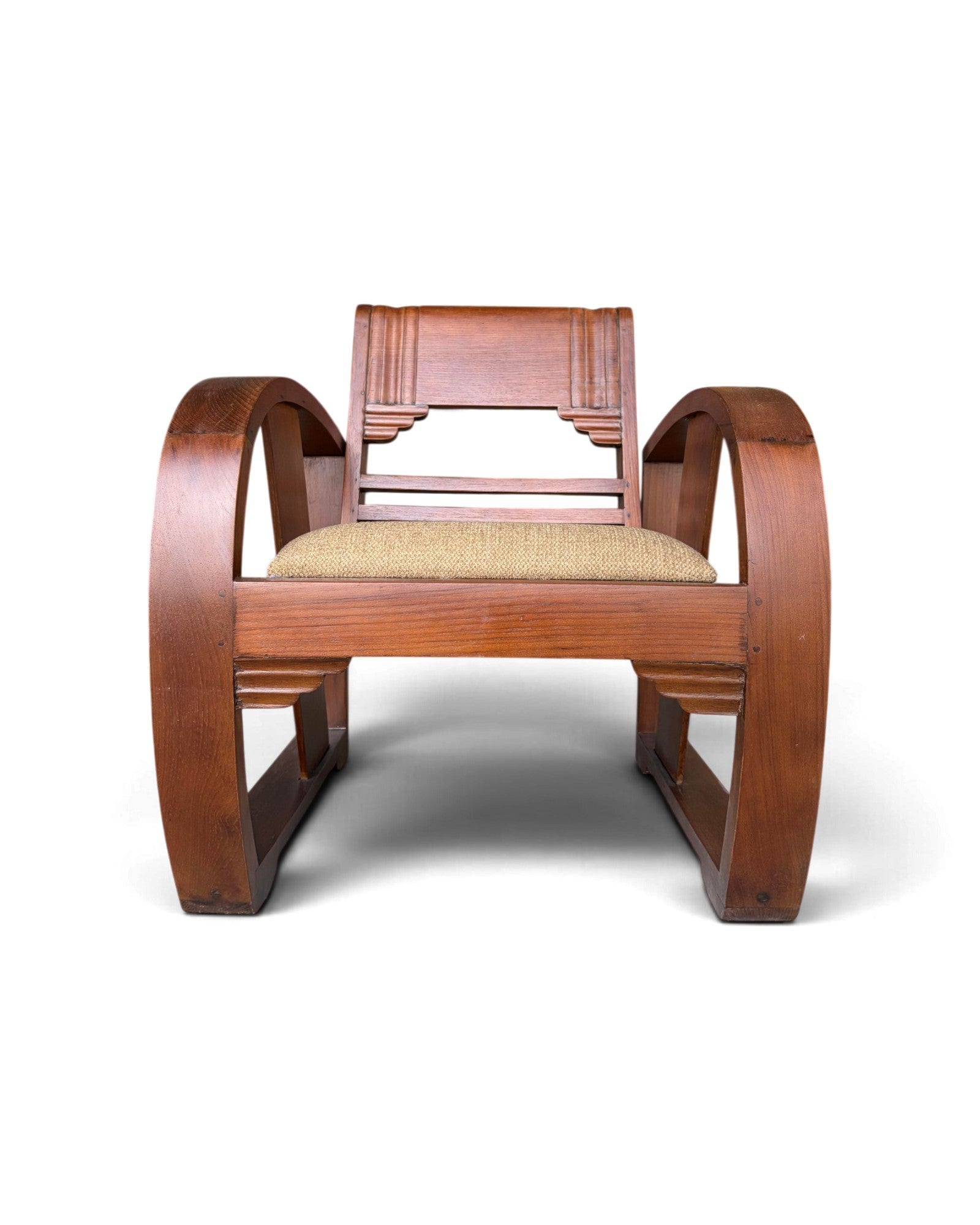 Art Deco Style Golden Teak Armchair