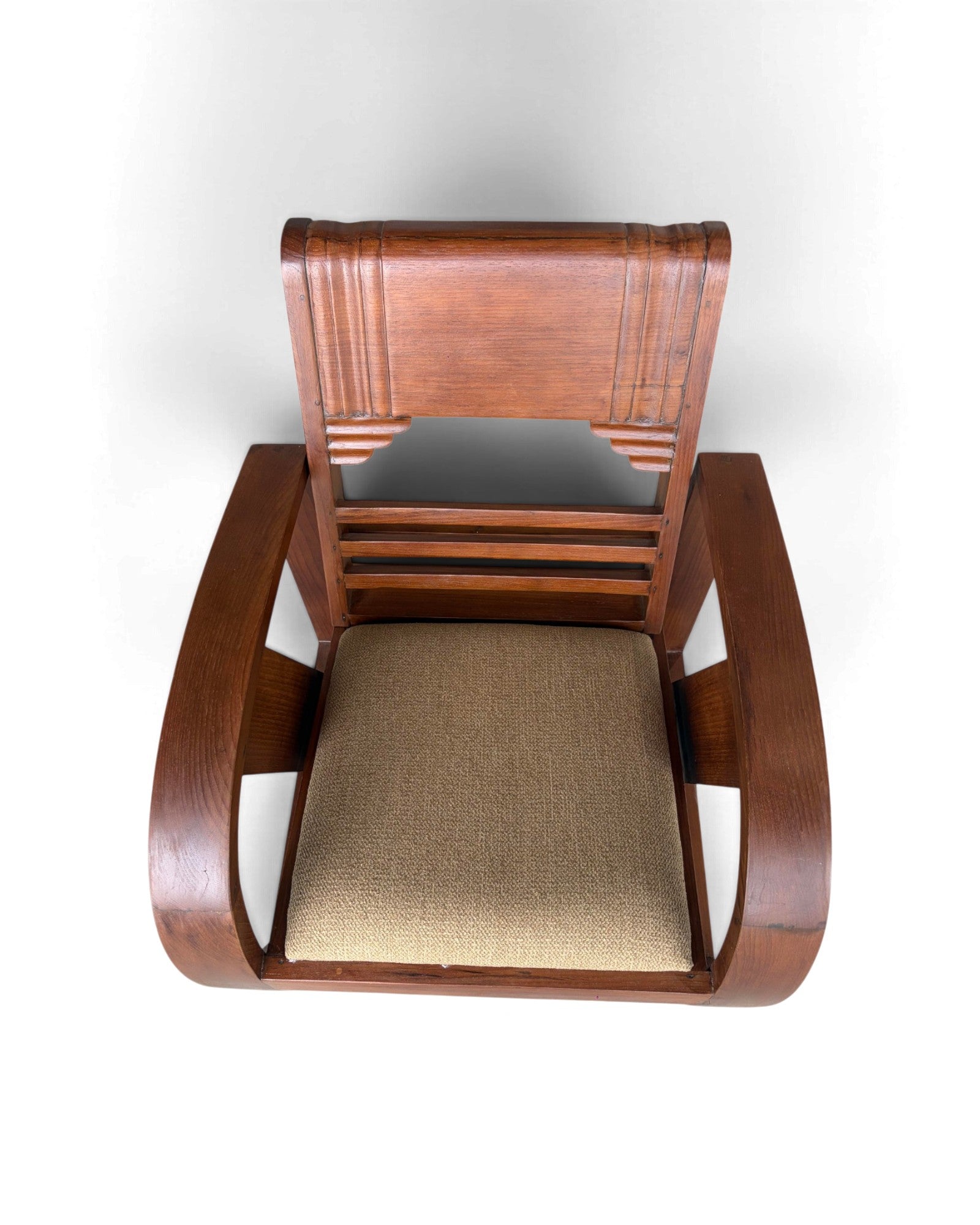 Art Deco Style Golden Teak Armchair