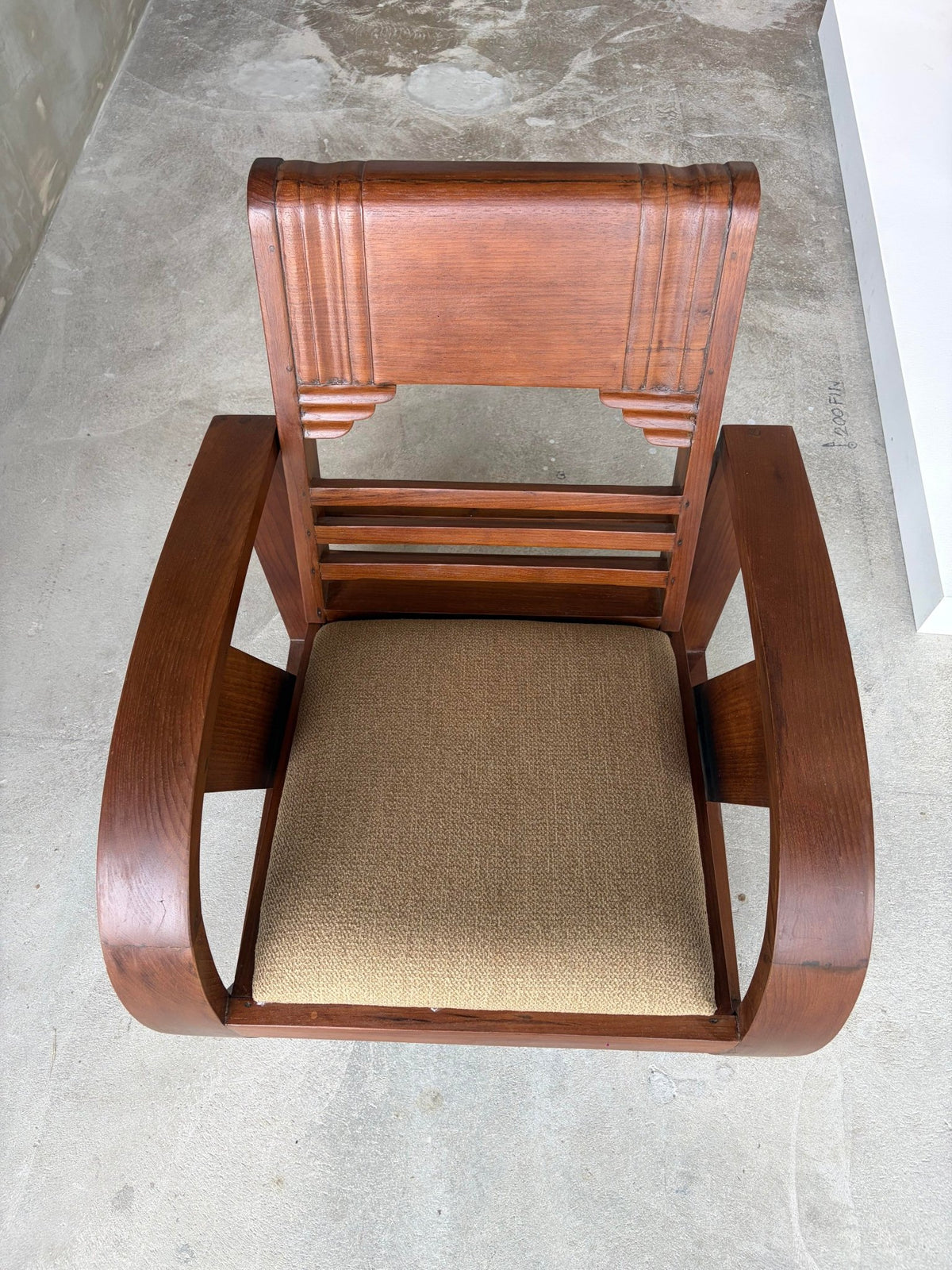 Art Deco Style Golden Teak Armchair - Surround Living - 4