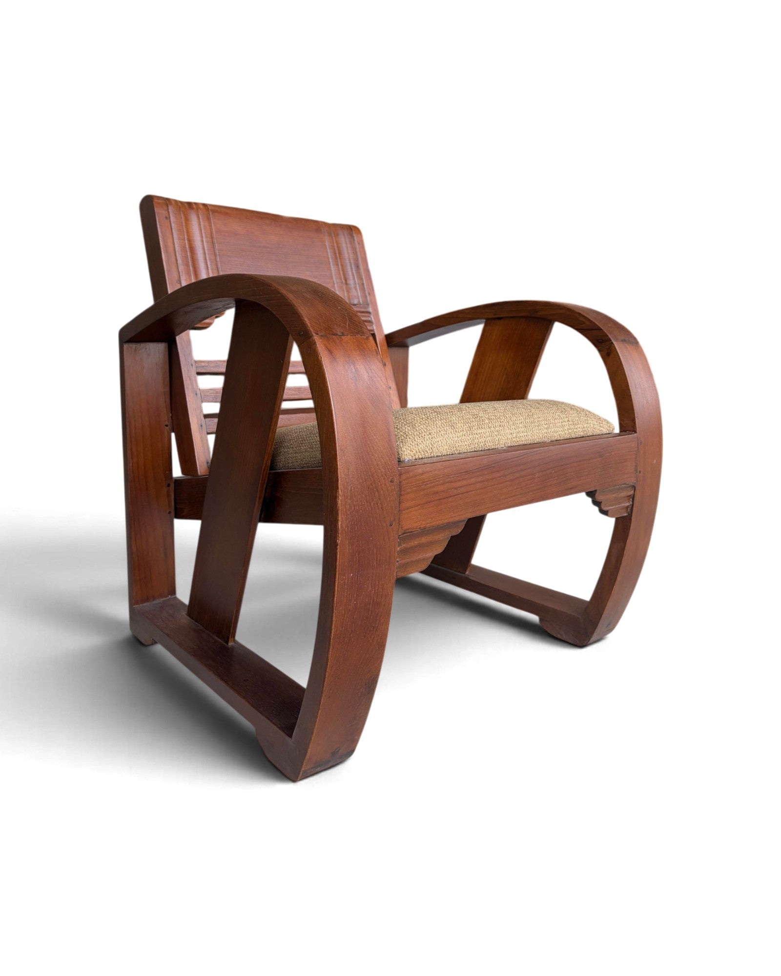 Art Deco Style Golden Teak Armchair
