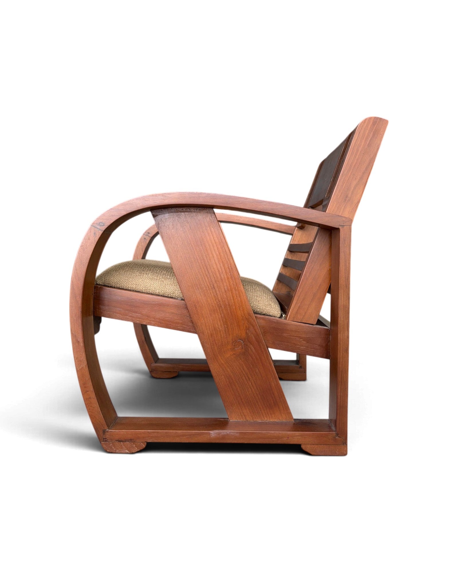 Art Deco Style Golden Teak Armchair