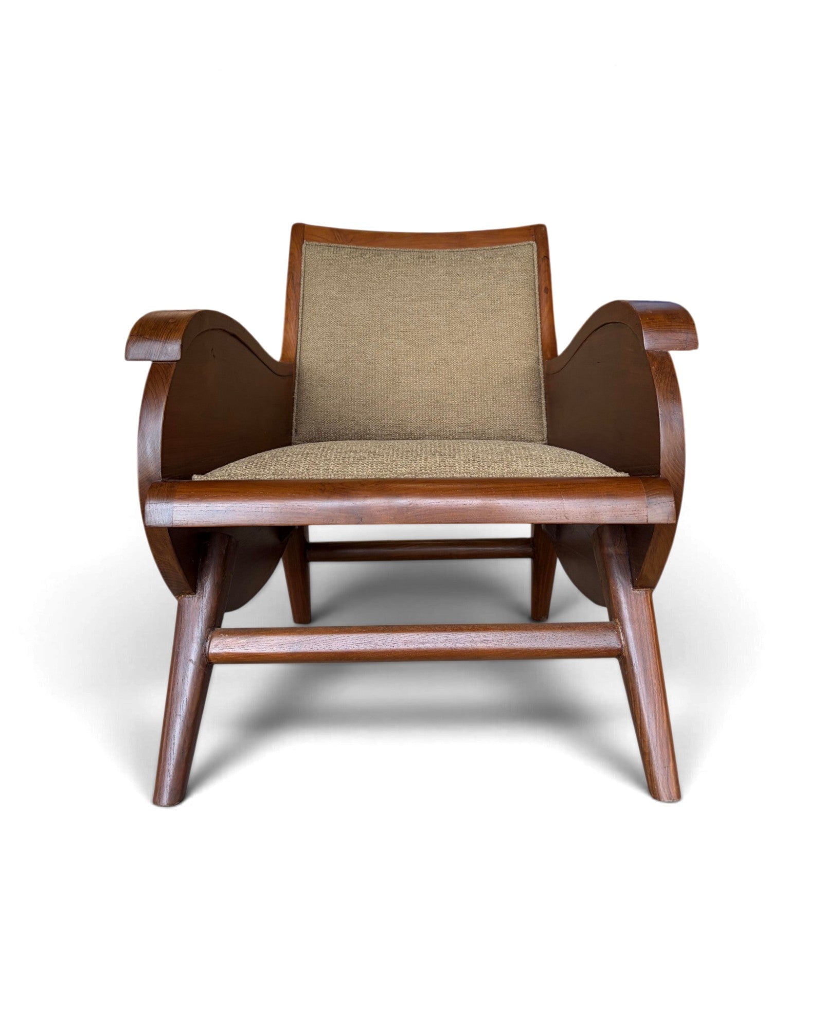Art Deco Style Golden Teak Armchair