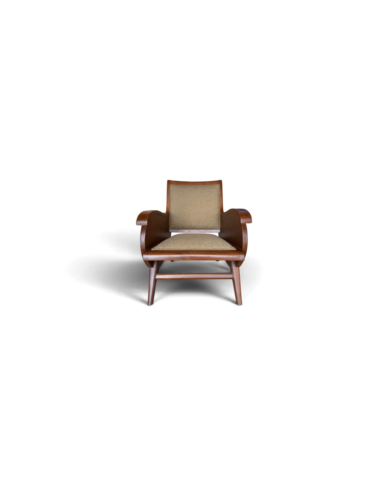 Art Deco Style Golden Teak Armchair