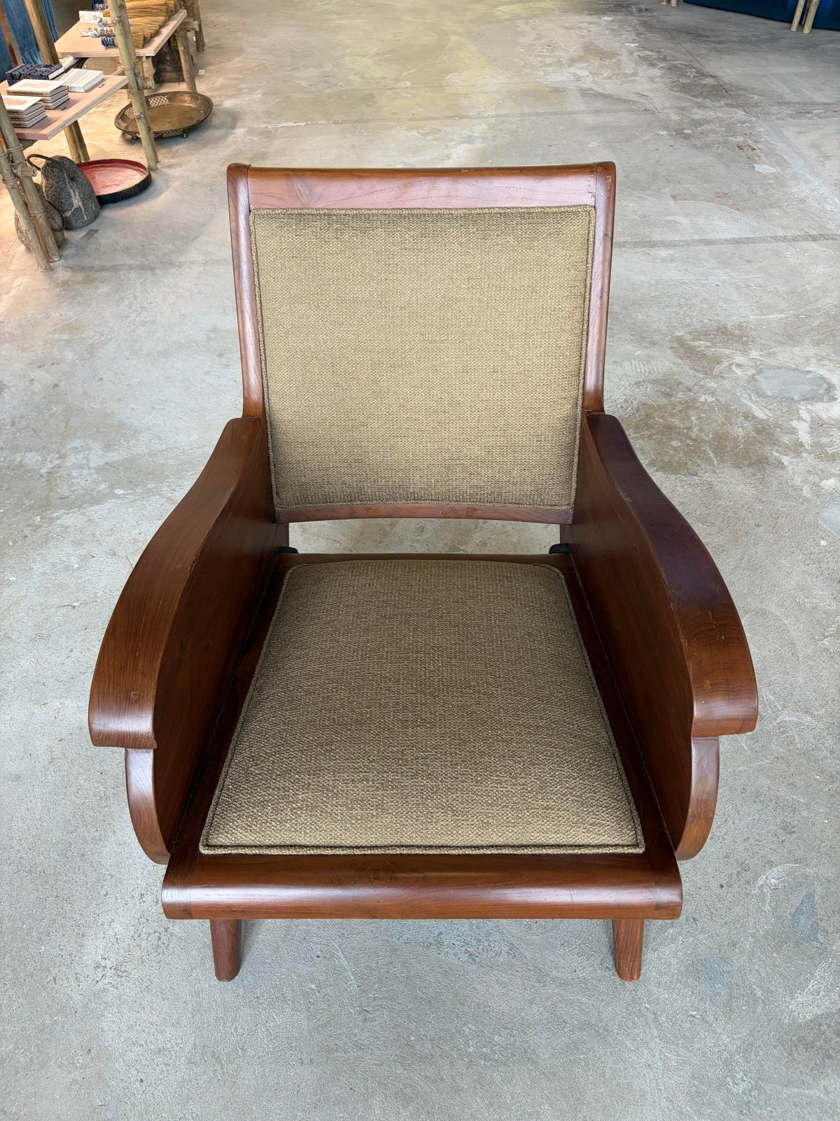 Art Deco Style Golden Teak Armchair - Surround Living - 4