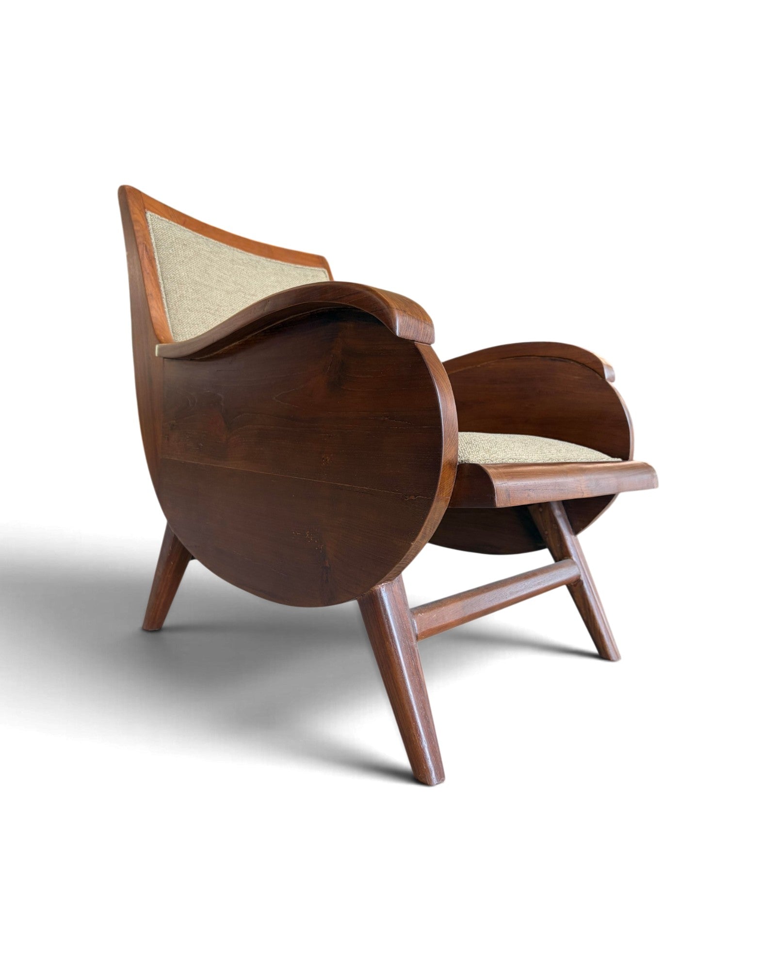 Art Deco Style Golden Teak Armchair