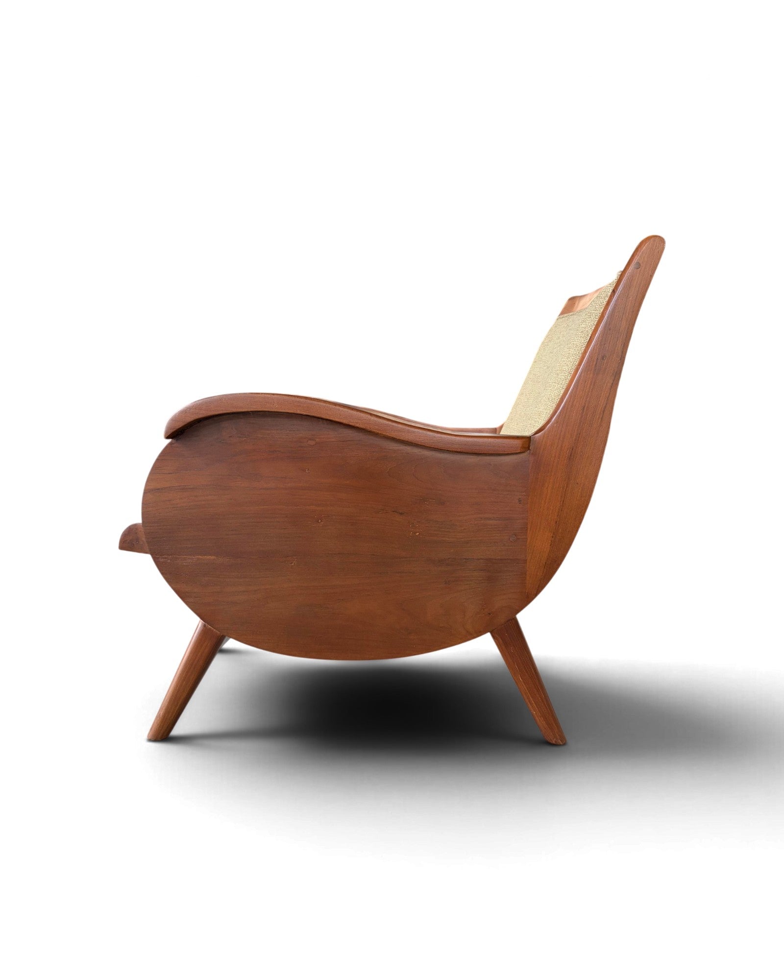 Art Deco Style Golden Teak Armchair