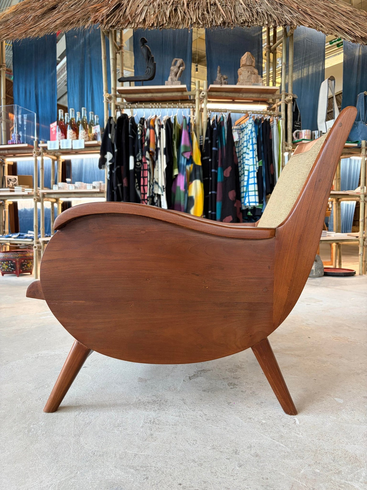 Art Deco Style Golden Teak Armchair - Surround Living - 6