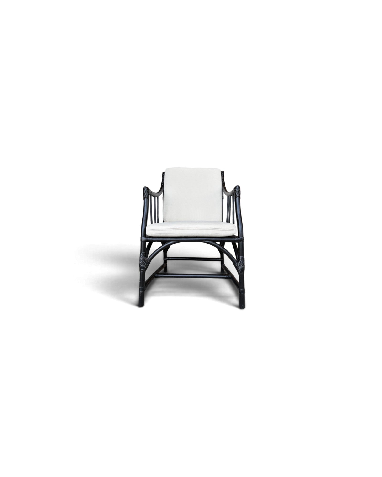 Black Hollow-Core Bamboo Armchair
