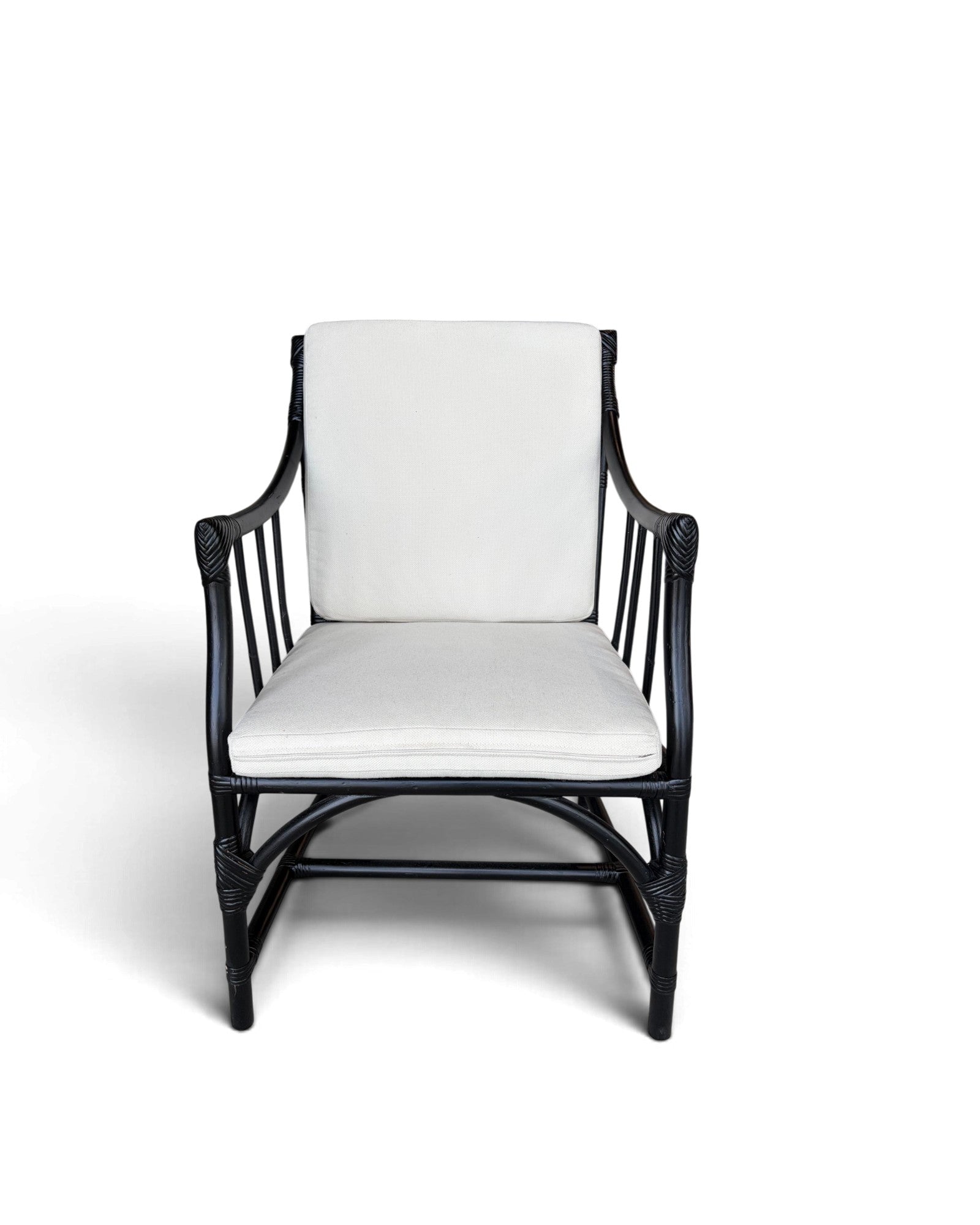 Black Hollow-Core Bamboo Armchair