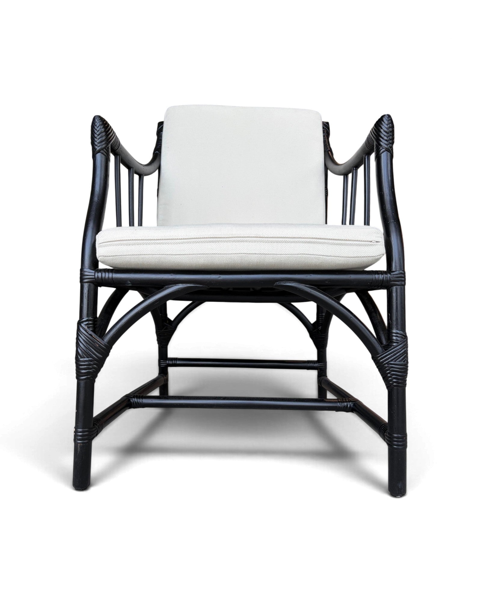 Black Hollow-Core Bamboo Armchair
