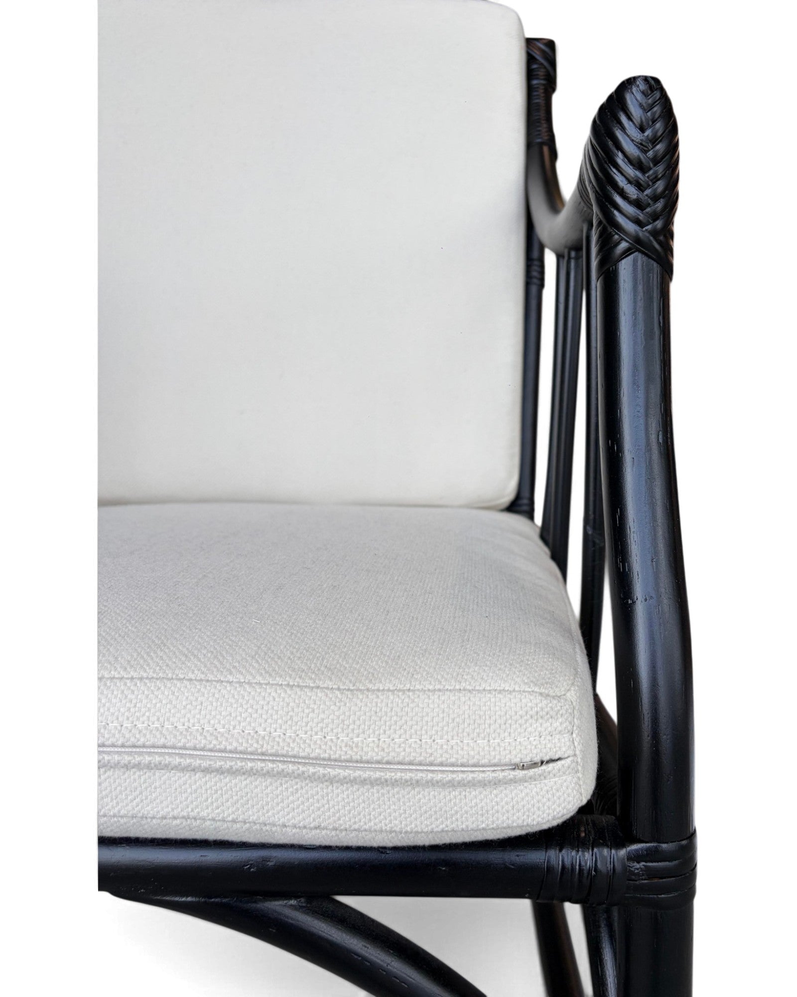 Black Hollow-Core Bamboo Armchair