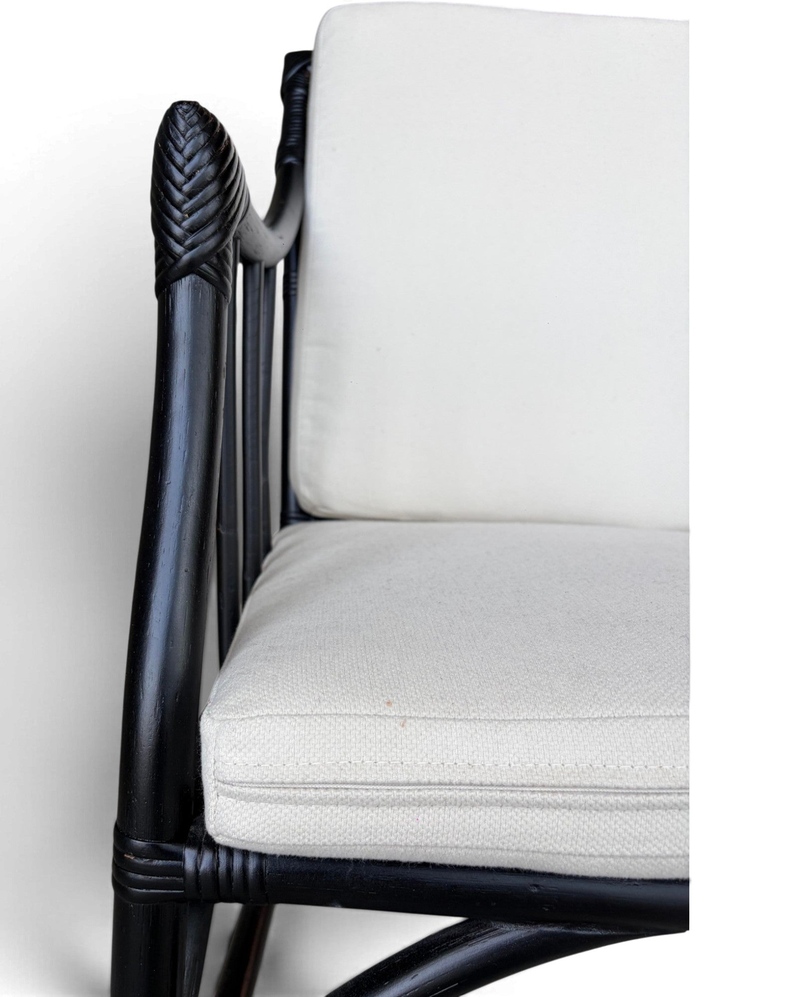 Black Hollow-Core Bamboo Armchair