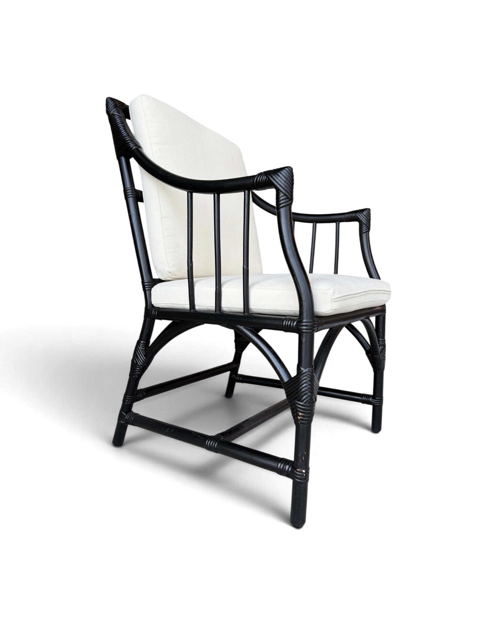 Black Hollow-Core Bamboo Armchair