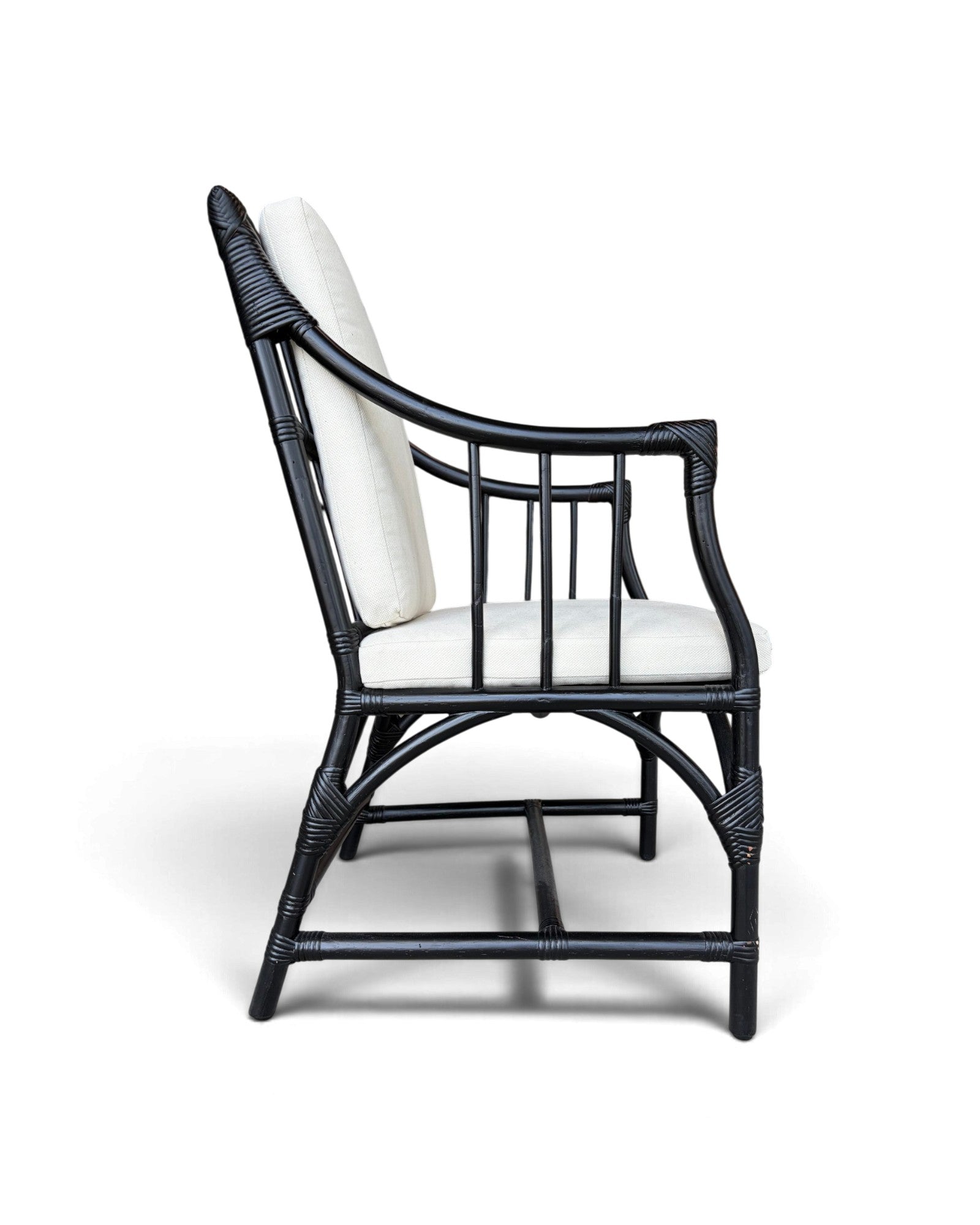 Black Hollow-Core Bamboo Armchair