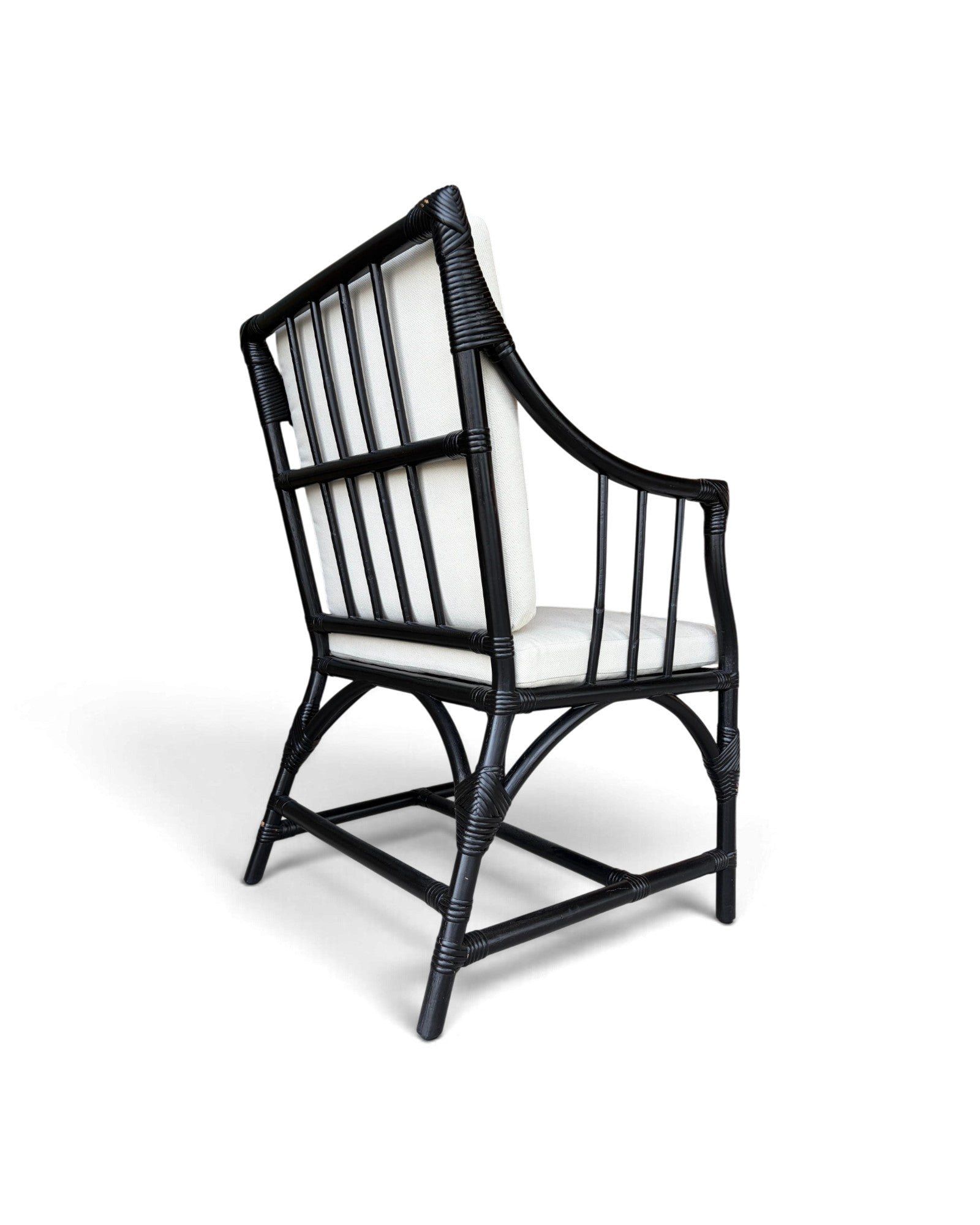 Black Hollow-Core Bamboo Armchair